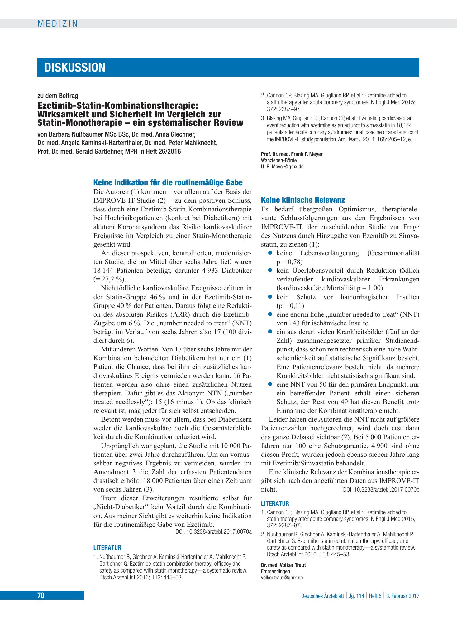 Vorschauseite 1: Keine klinische Relevanz – Deutsches Ärzteblatt