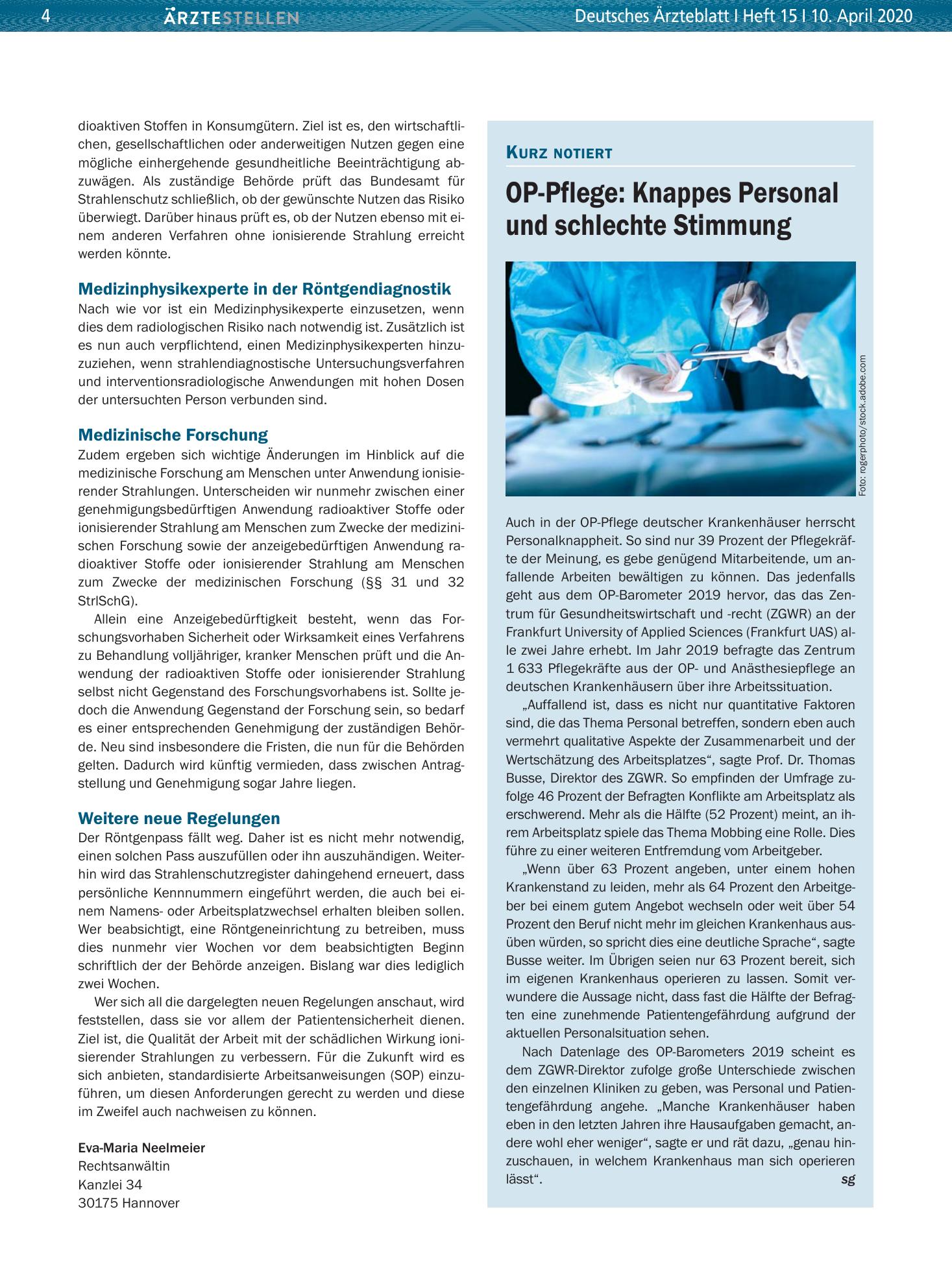 Vorschauseite 1: OP-Pflege: Knappes Personal und schlechte Stimmung – Deutsches Ärzteblatt