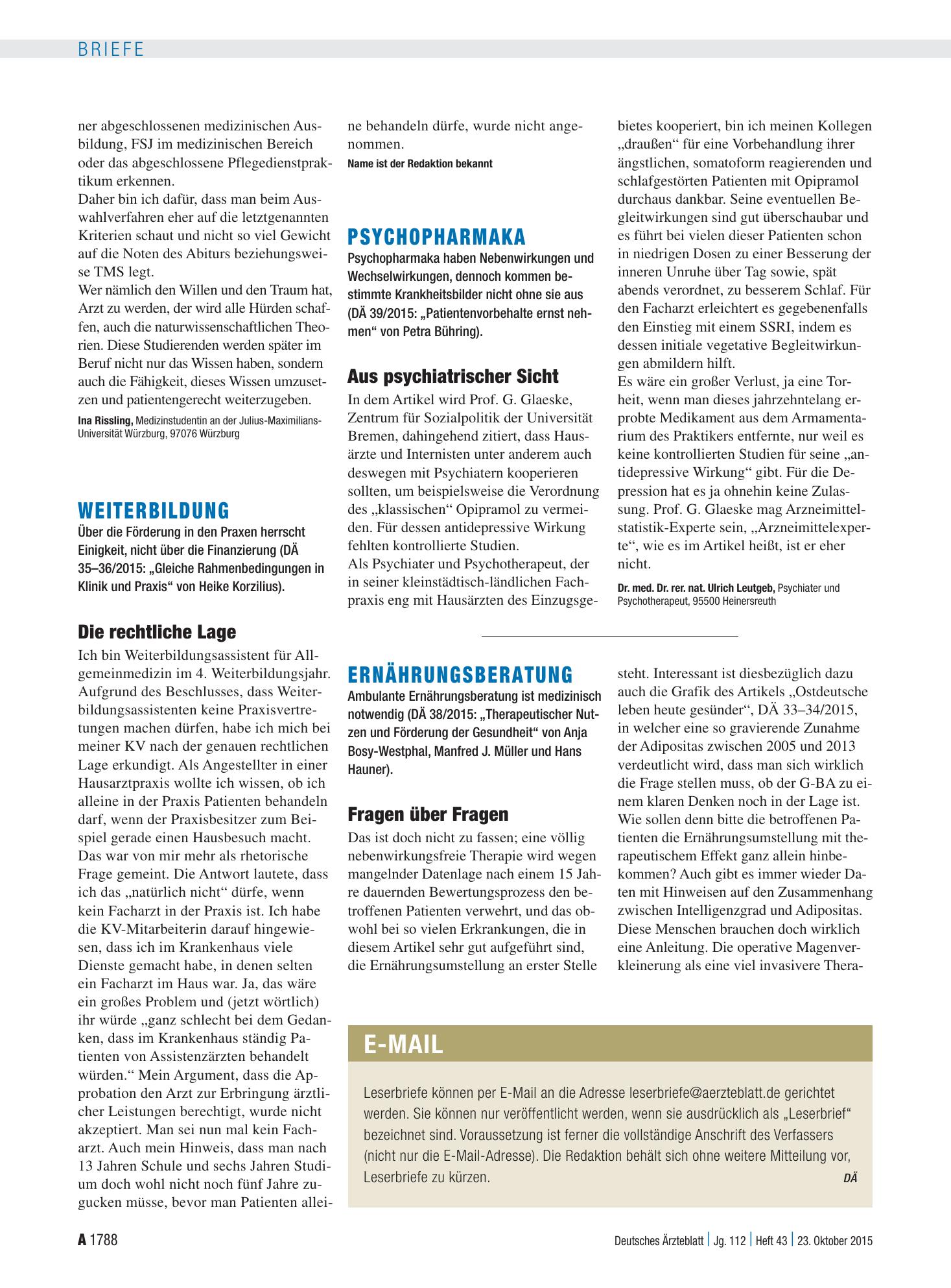 Vorschauseite 1: Weiterbildung: Die rechtliche Lage – Deutsches Ärzteblatt