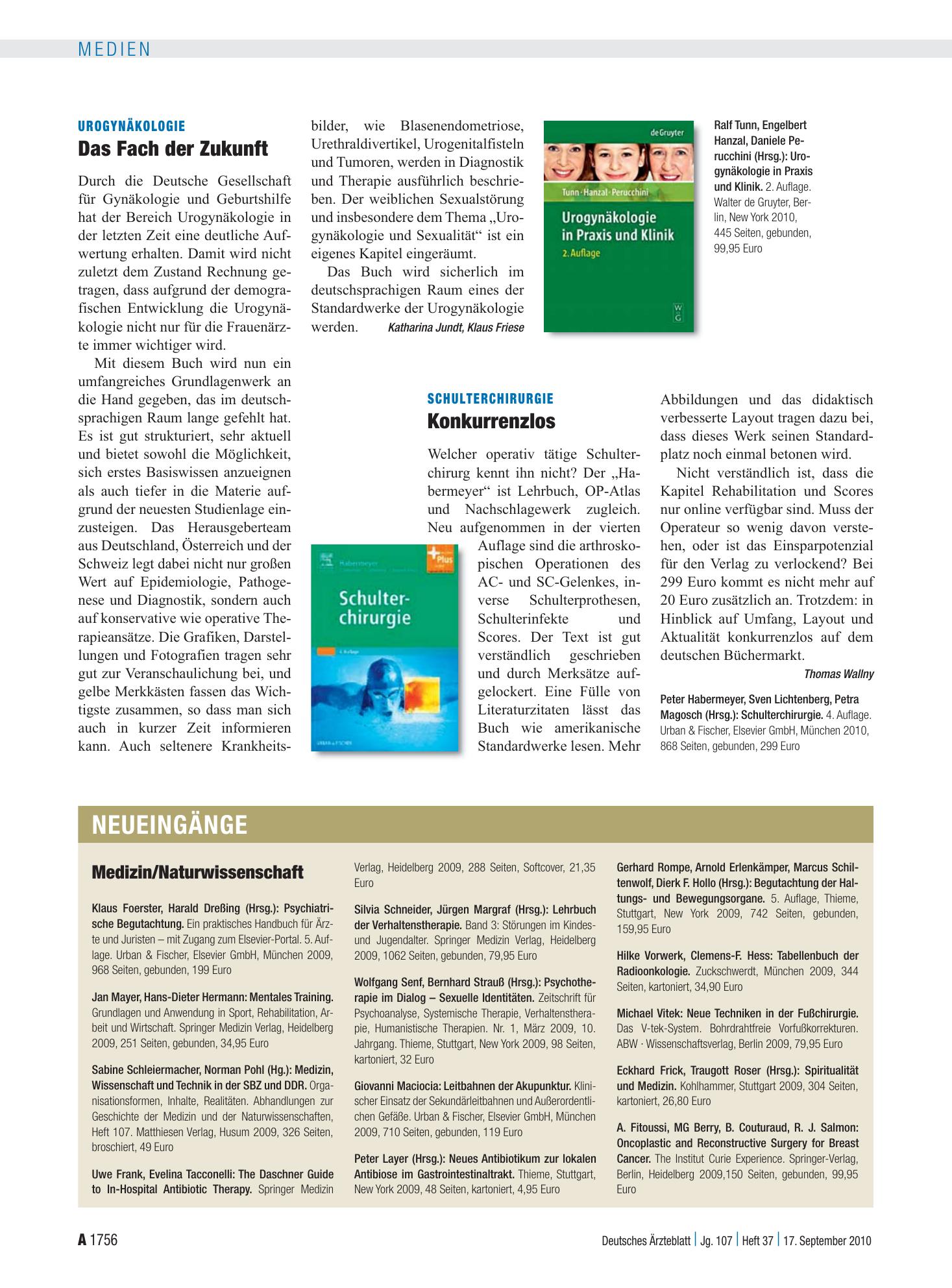 Vorschauseite 1: Neueingänge – Deutsches Ärzteblatt