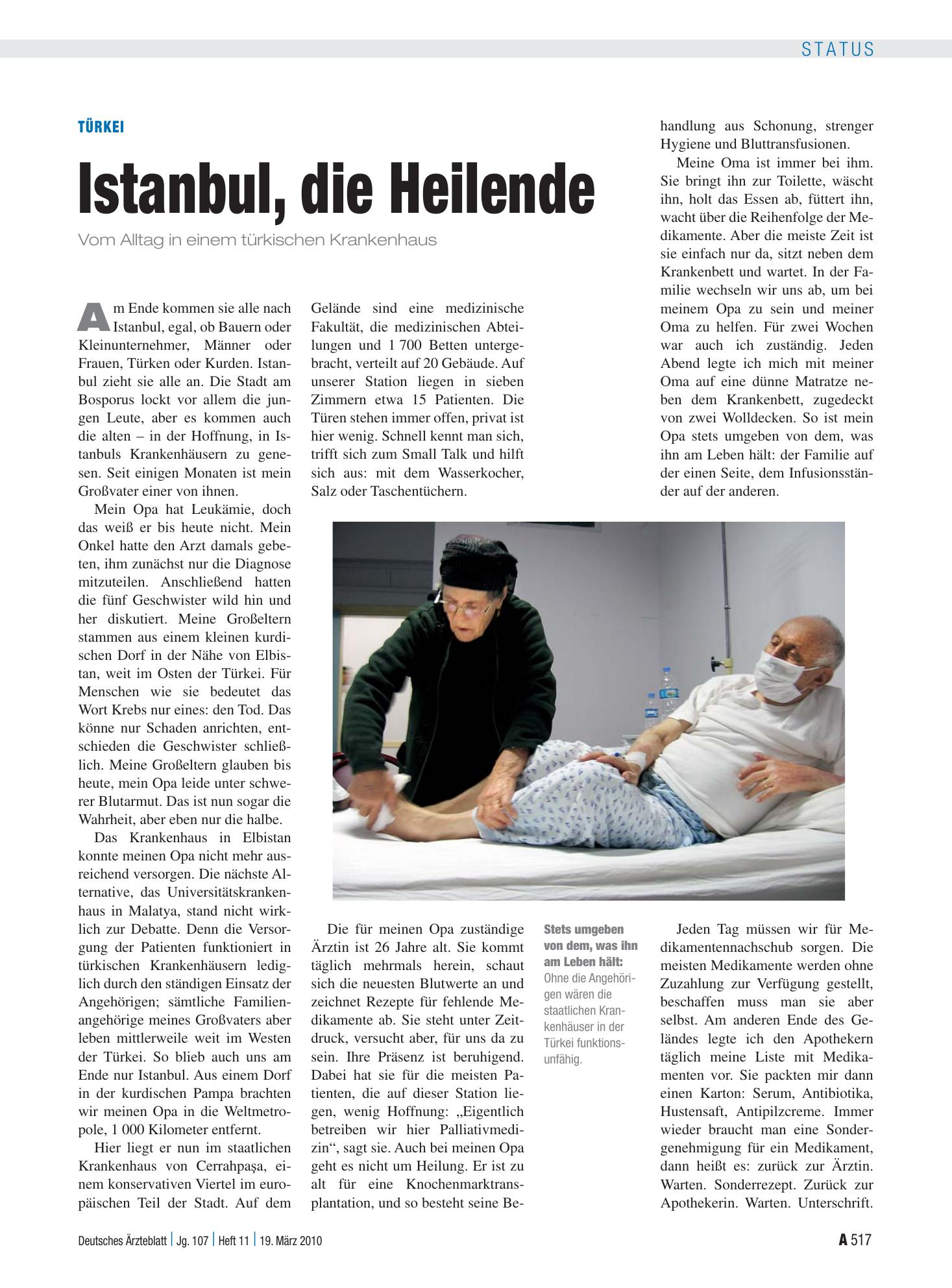 Vorschauseite 1: Türkei: Istanbul, die Heilende – Deutsches Ärzteblatt