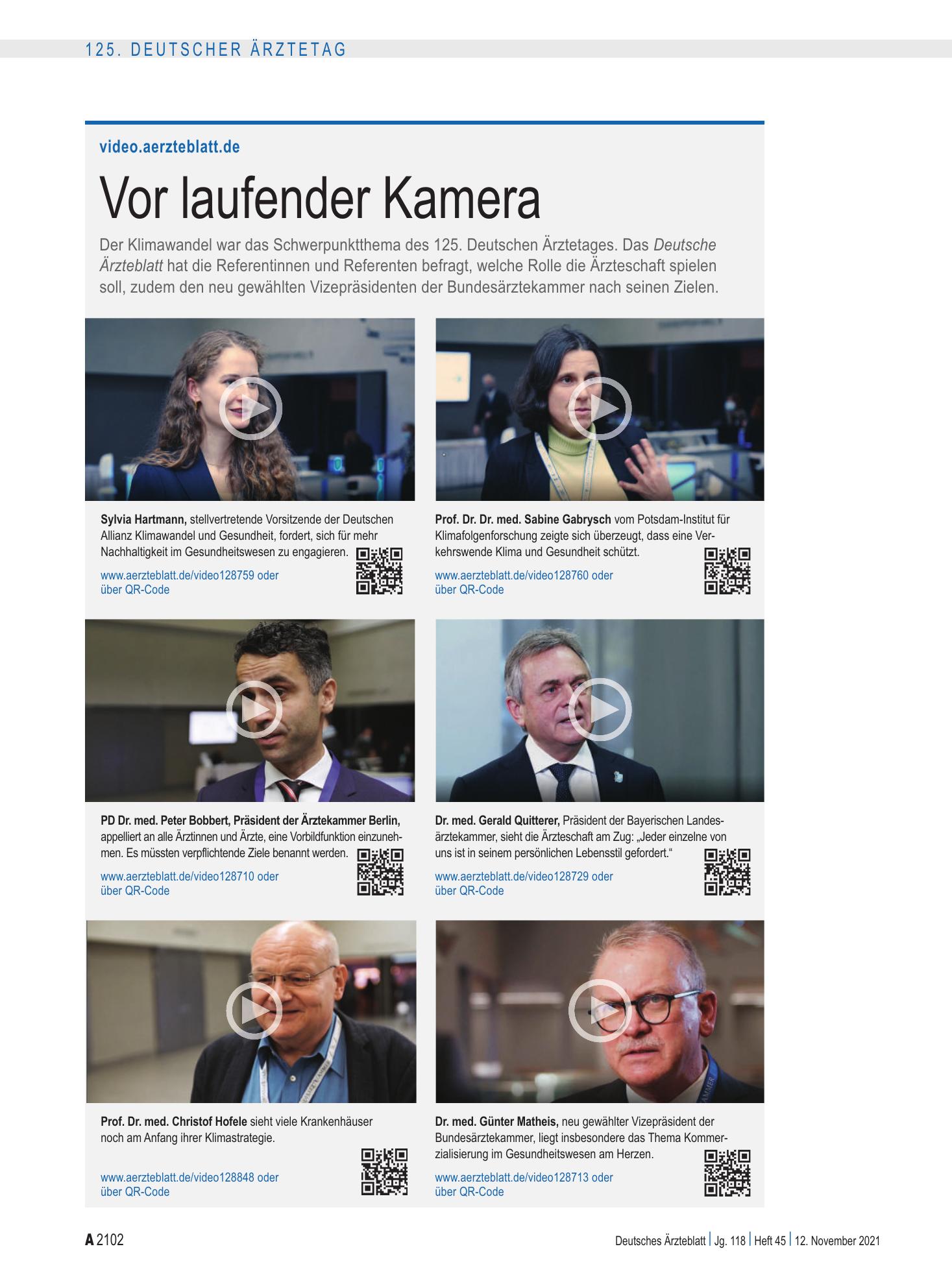 Vorschauseite 1: video.aerzteblatt.de: Vor laufender Kamera – Deutsches Ärzteblatt