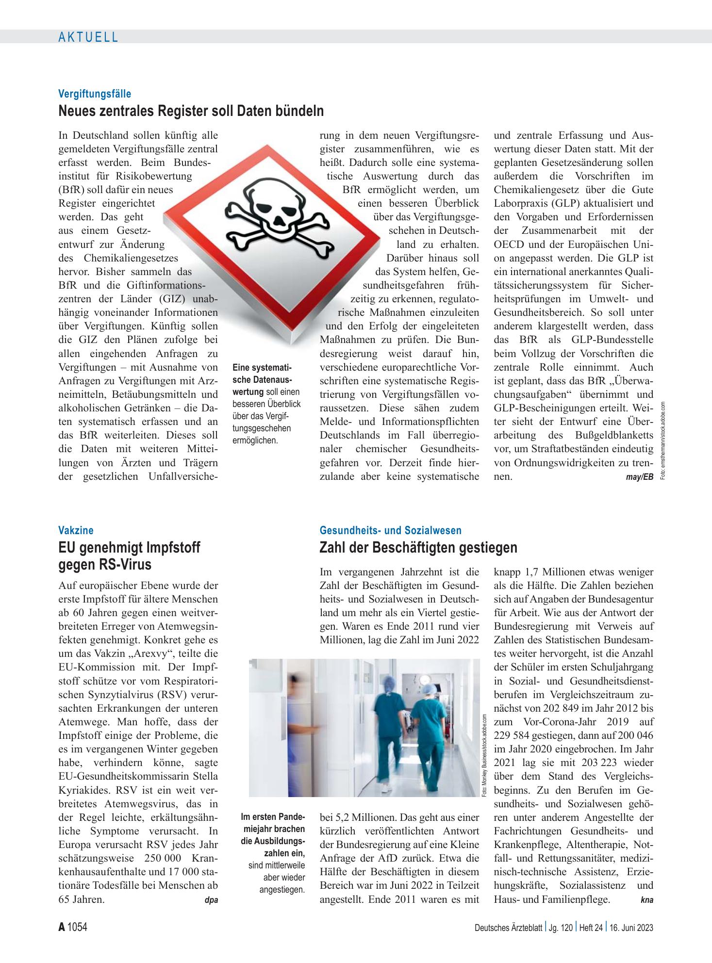 Vorschauseite 1: Vakzine: EU genehmigt Impfstoff gegen RS-Virus – Deutsches Ärzteblatt