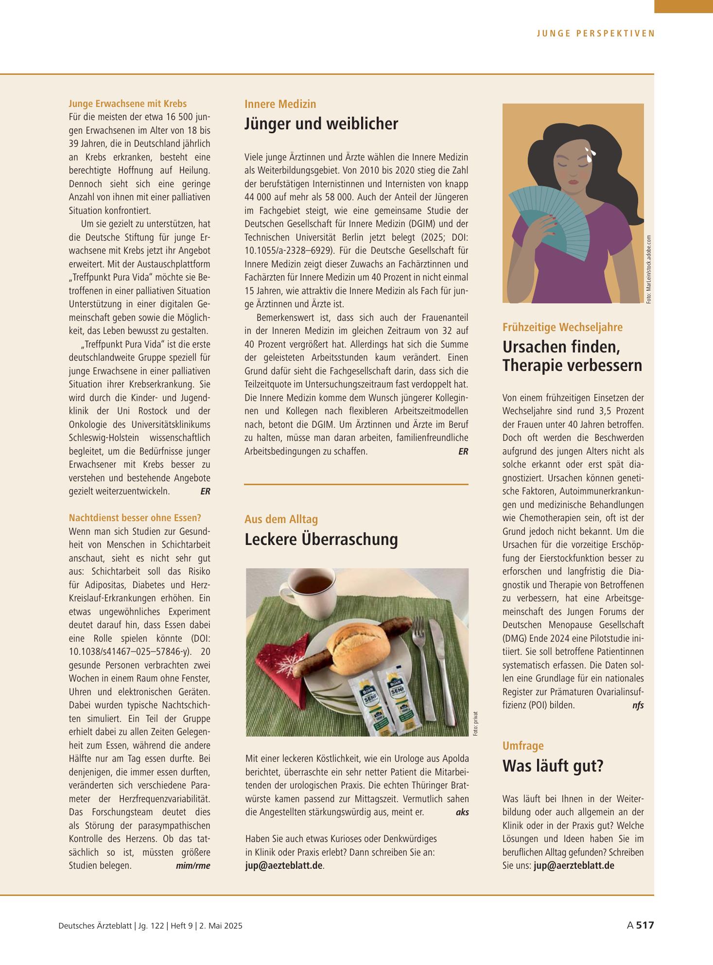 Vorschauseite 1: Innere Medizin: Jünger und weiblicher – Deutsches Ärzteblatt