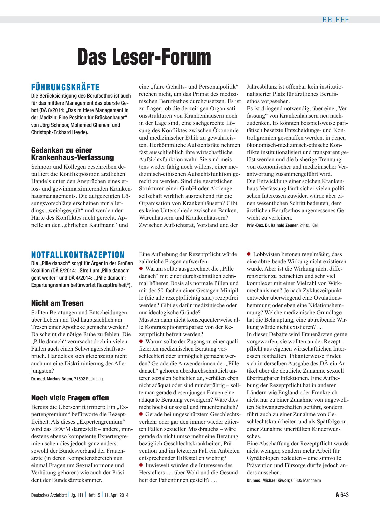 Vorschauseite 1: Notfallkontrazeption: Nicht am Tresen – Deutsches Ärzteblatt