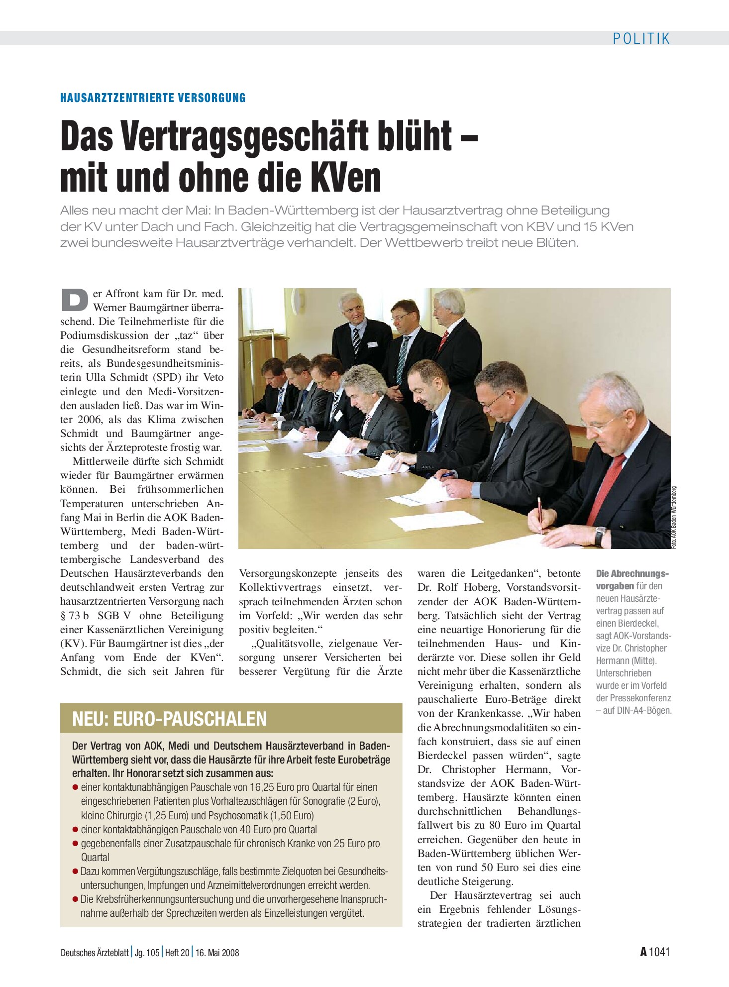 Vorschauseite 1: Hausarztzentrierte Versorgung: Das Vertragsgeschäft blüht – mit und ohne die KVen – Deutsches Ärzteblatt