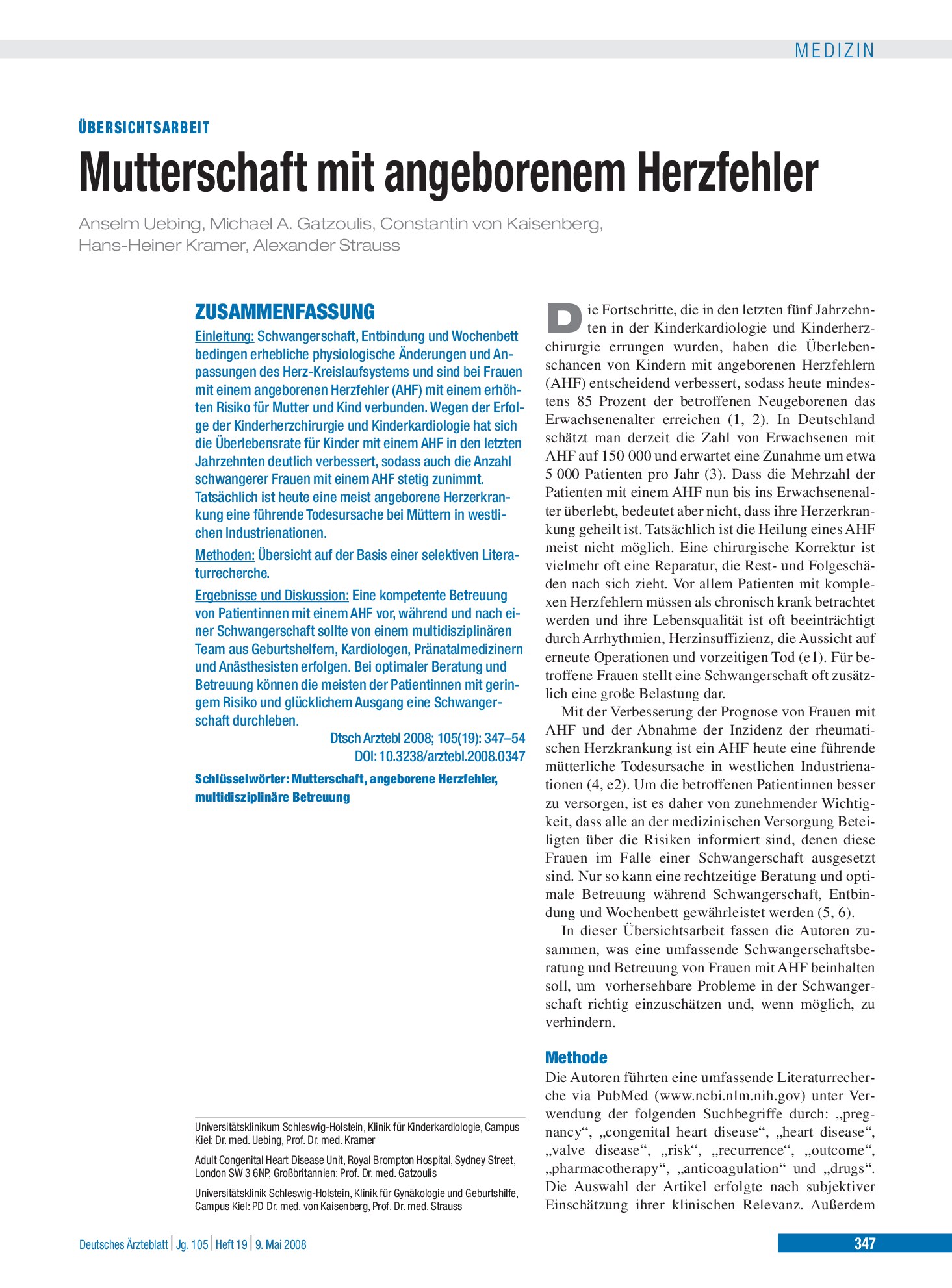 Vorschauseite 1: Mutterschaft mit angeborenem Herzfehler – Deutsches Ärzteblatt