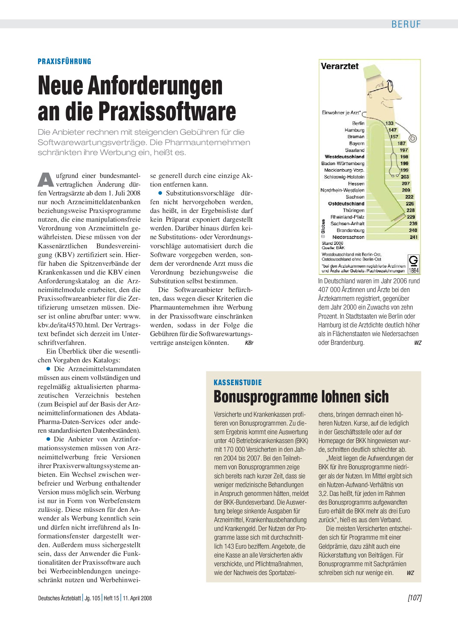 Vorschauseite 1: Praxisführung: Neue Anforderungen an die Praxissoftware – Deutsches Ärzteblatt
