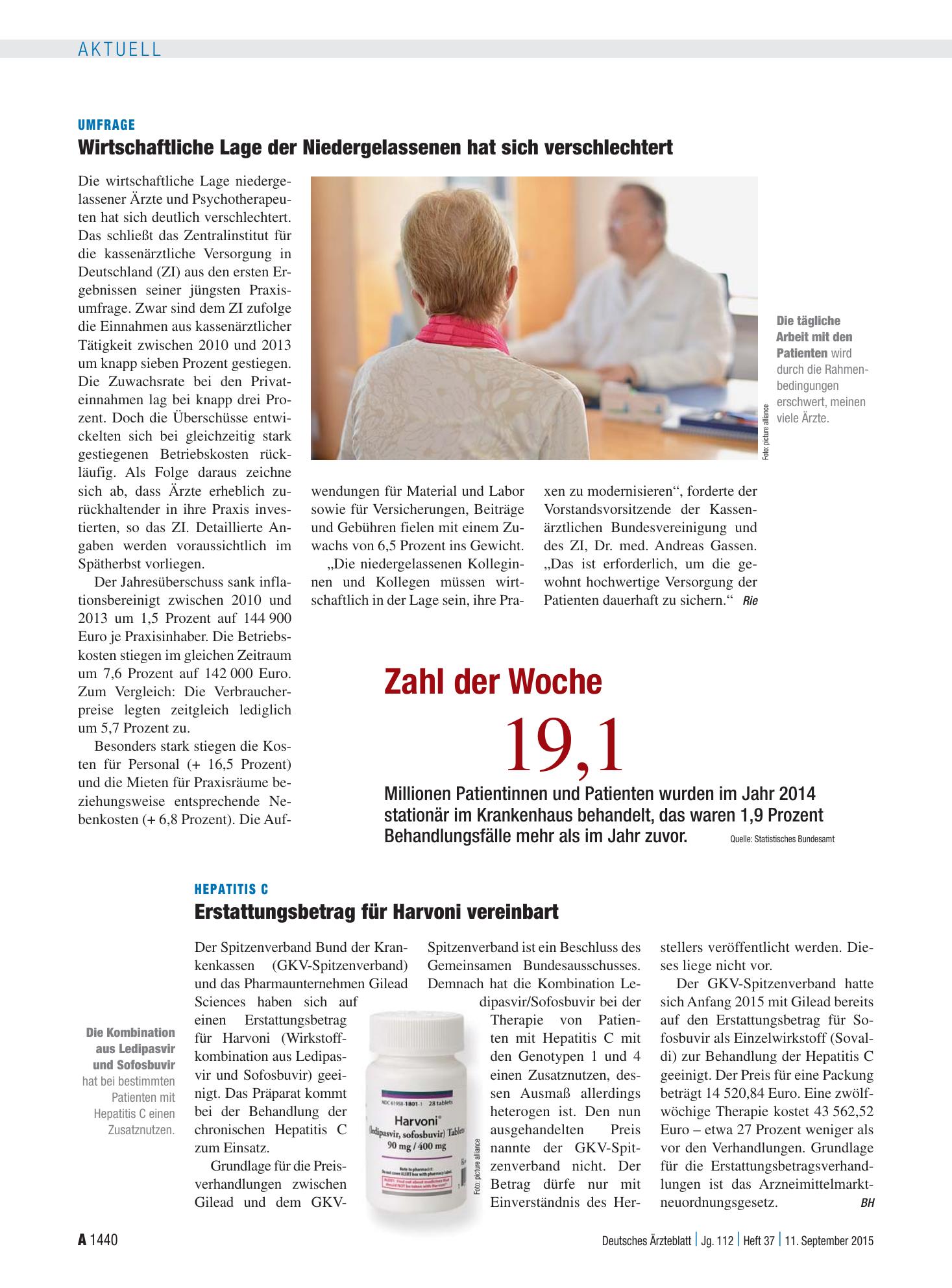 Vorschauseite 1: Zahl der Woche 19,1 – Deutsches Ärzteblatt