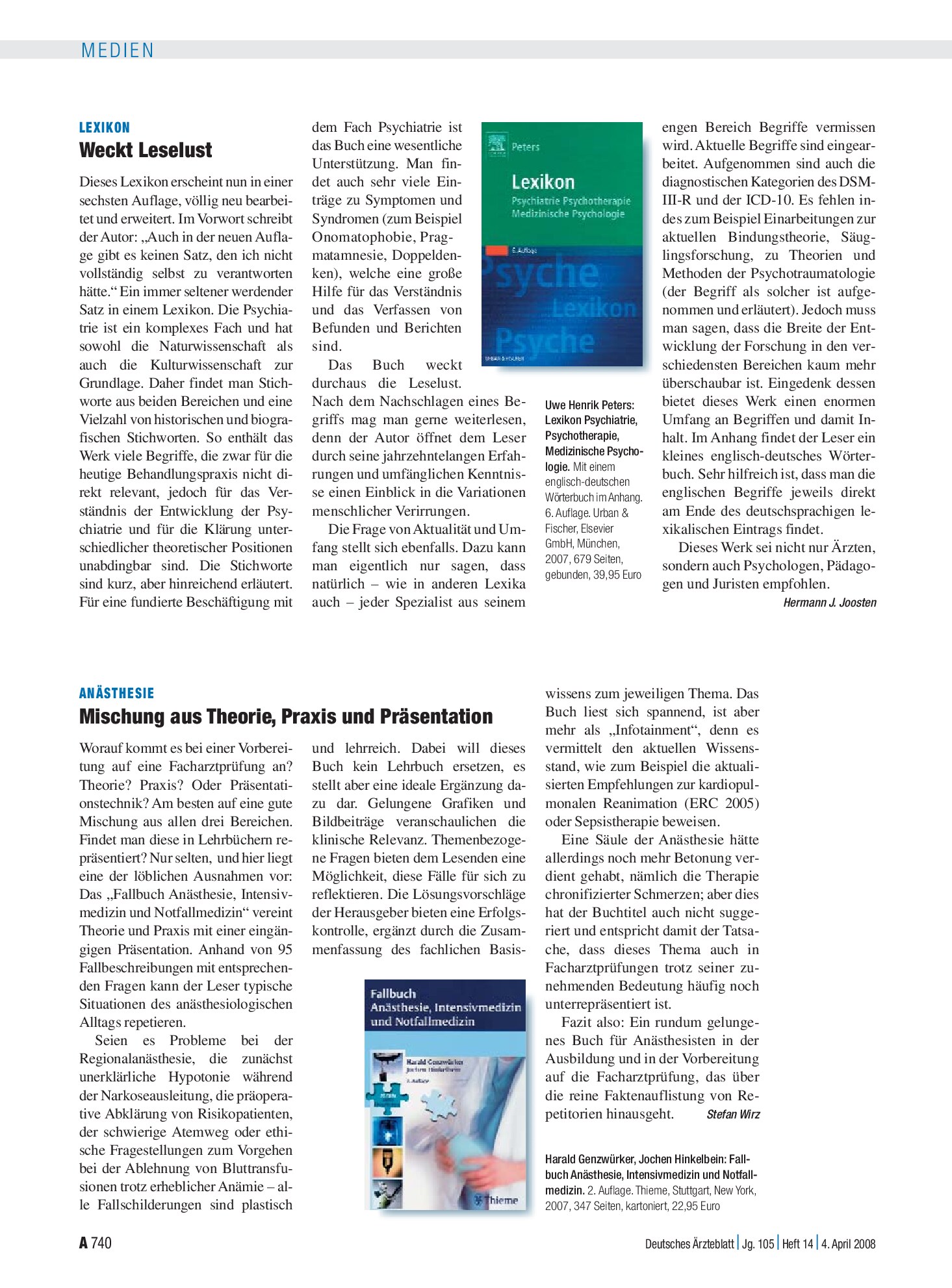 Vorschauseite 1: Lexikon: Weckt Leselust – Deutsches Ärzteblatt