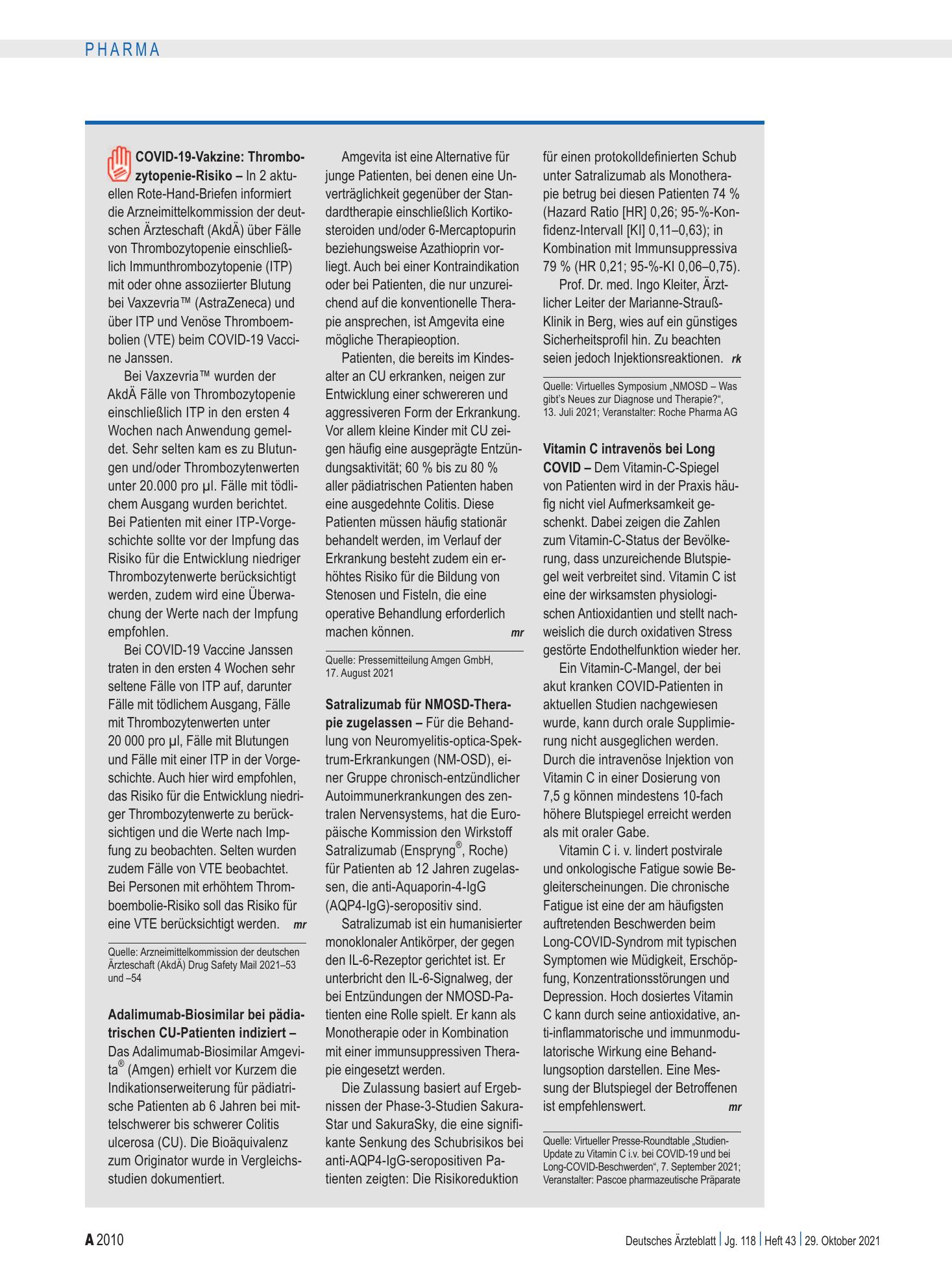 Vorschauseite 1: Kurz informiert – Deutsches Ärzteblatt