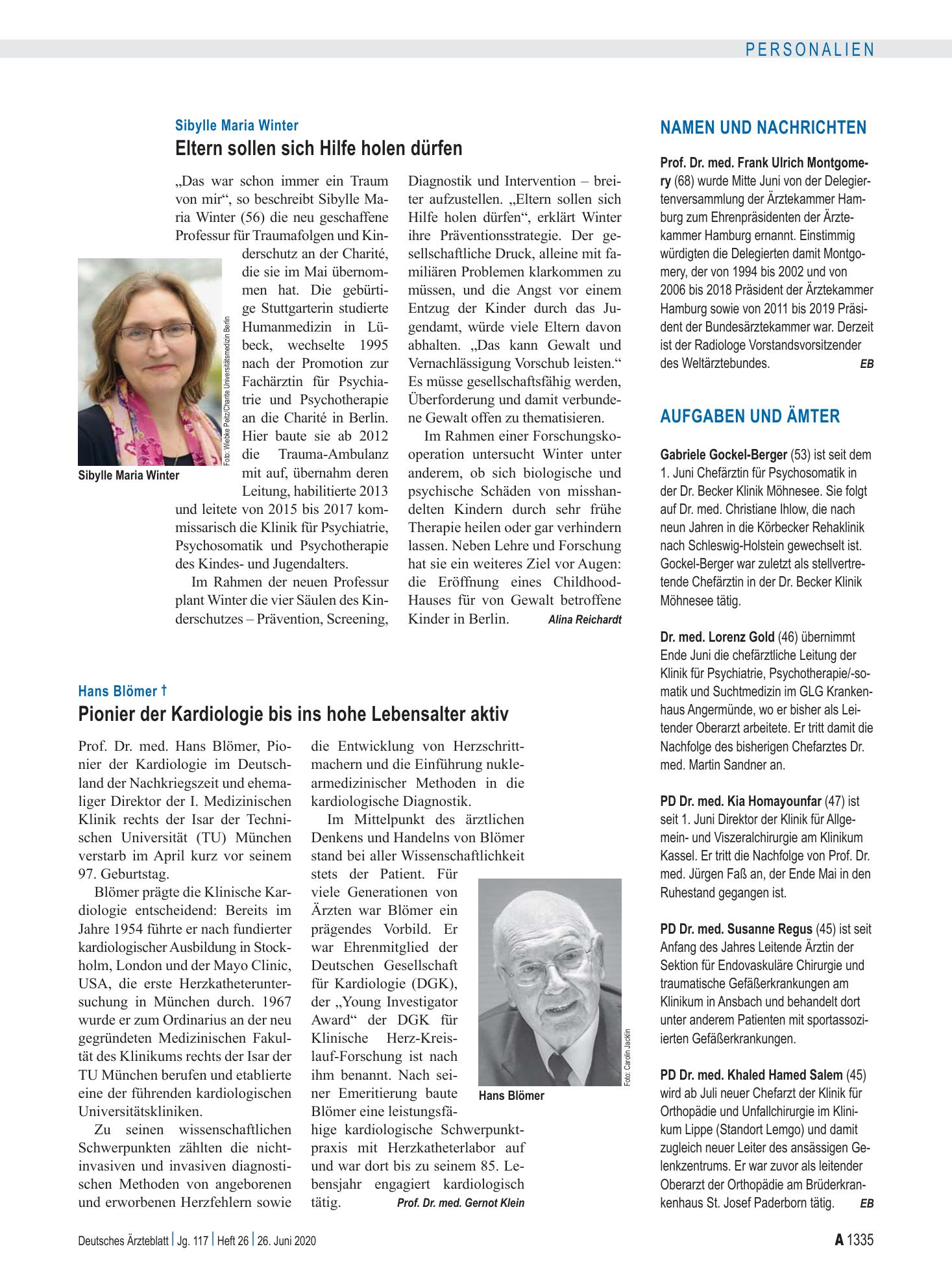 Vorschauseite 1: Aufgaben und Ämter – Deutsches Ärzteblatt