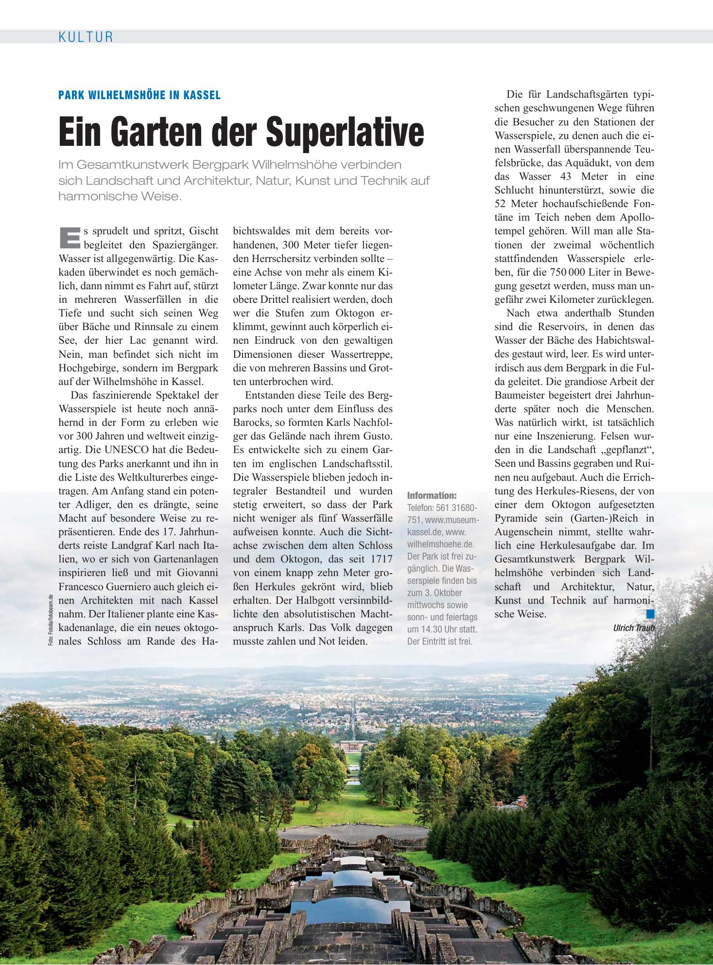Vorschauseite 1: Park Wilhelmshöhe in Kassel: Ein Garten der Superlative – Deutsches Ärzteblatt