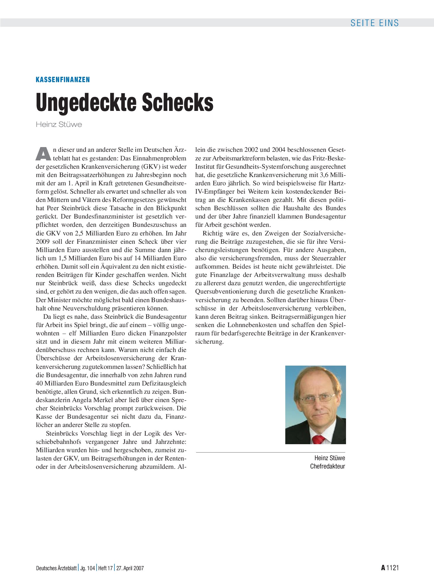 Vorschauseite 1: Kassenfinanzen: Ungedeckte Schecks – Deutsches Ärzteblatt