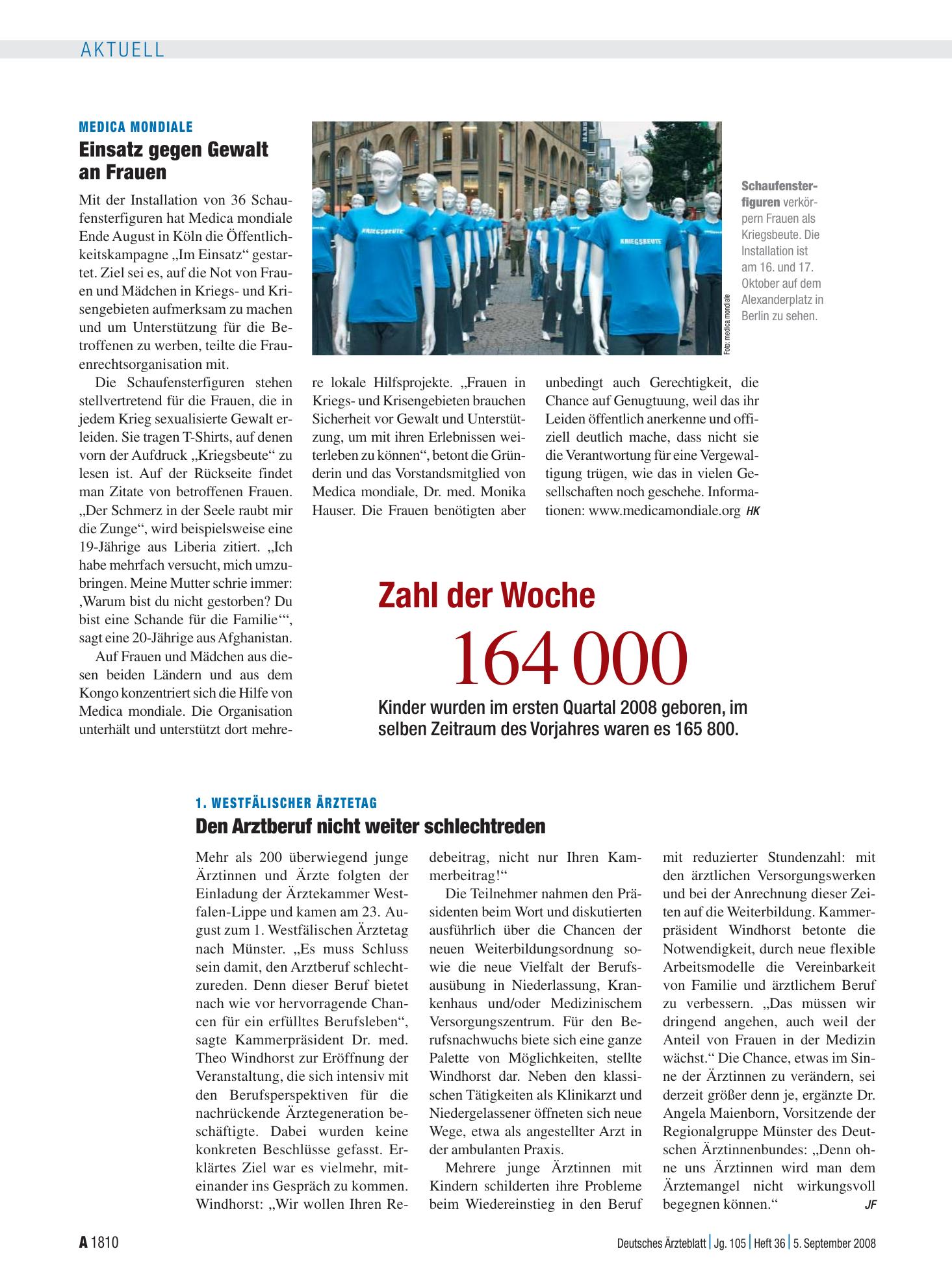Vorschauseite 1: Zahl der Woche: 164.000 – Deutsches Ärzteblatt