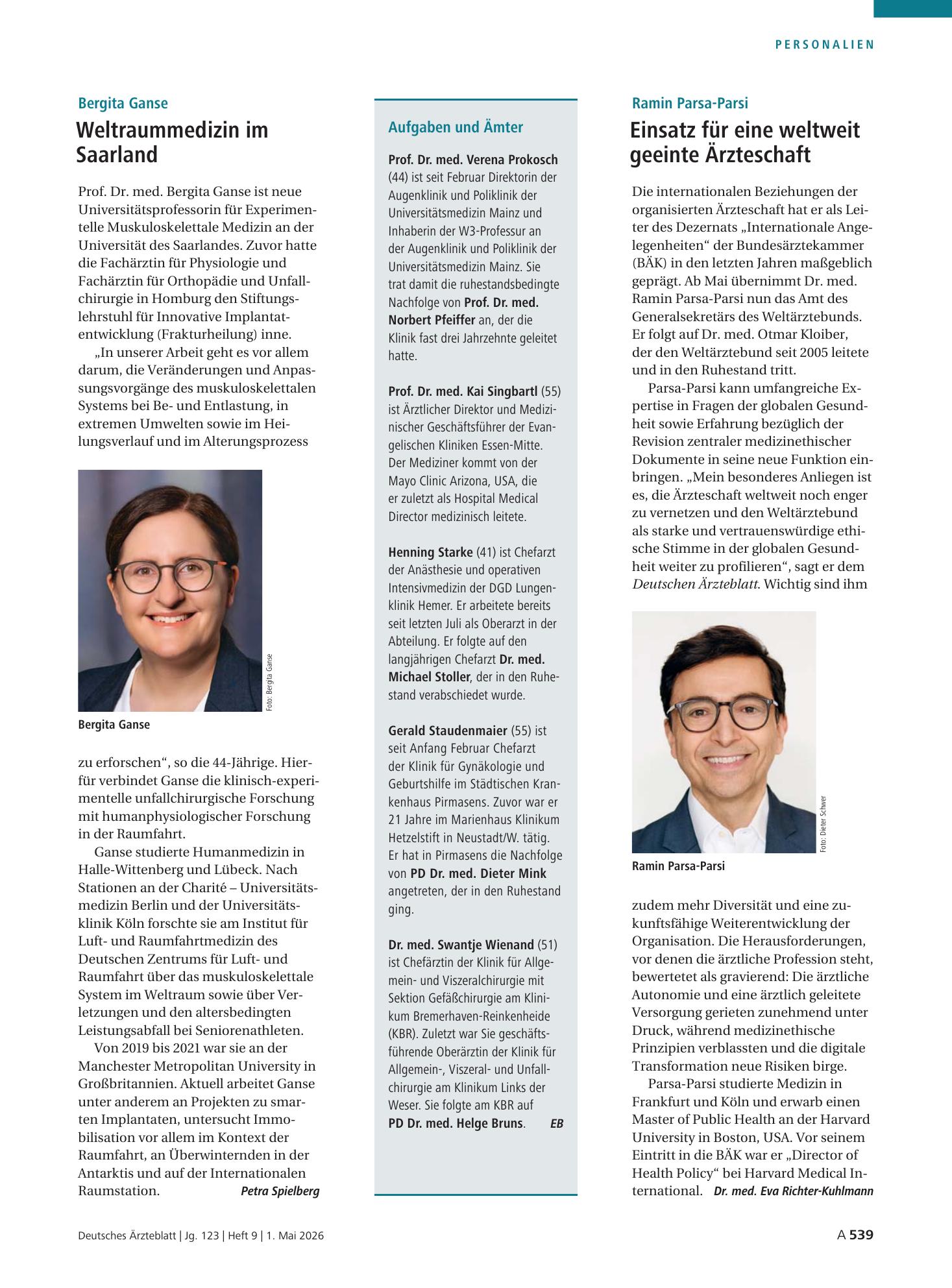 Vorschauseite 1: Aufgaben und Ämter – Deutsches Ärzteblatt