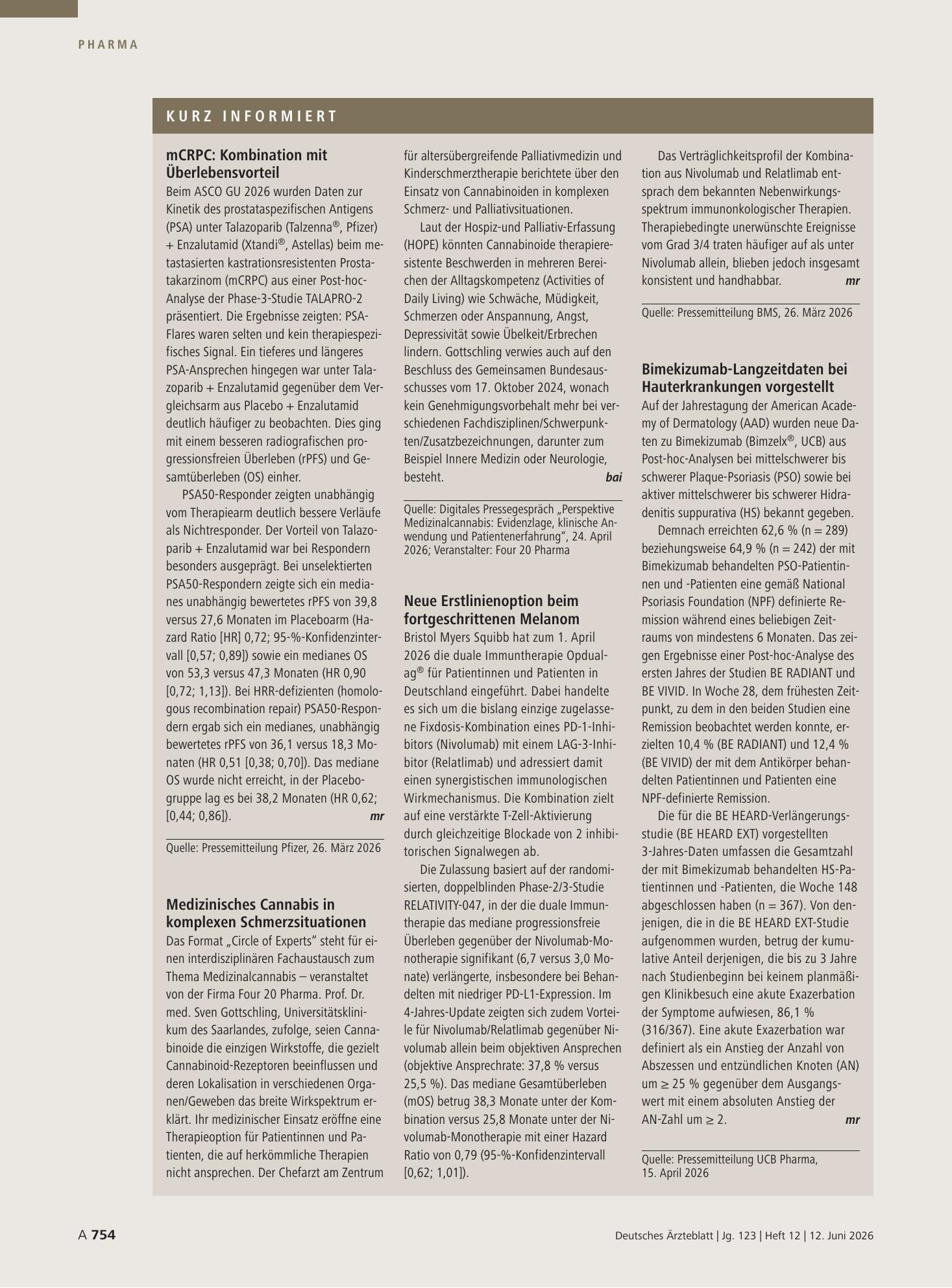 Vorschauseite 1: Kurz informiert – Deutsches Ärzteblatt