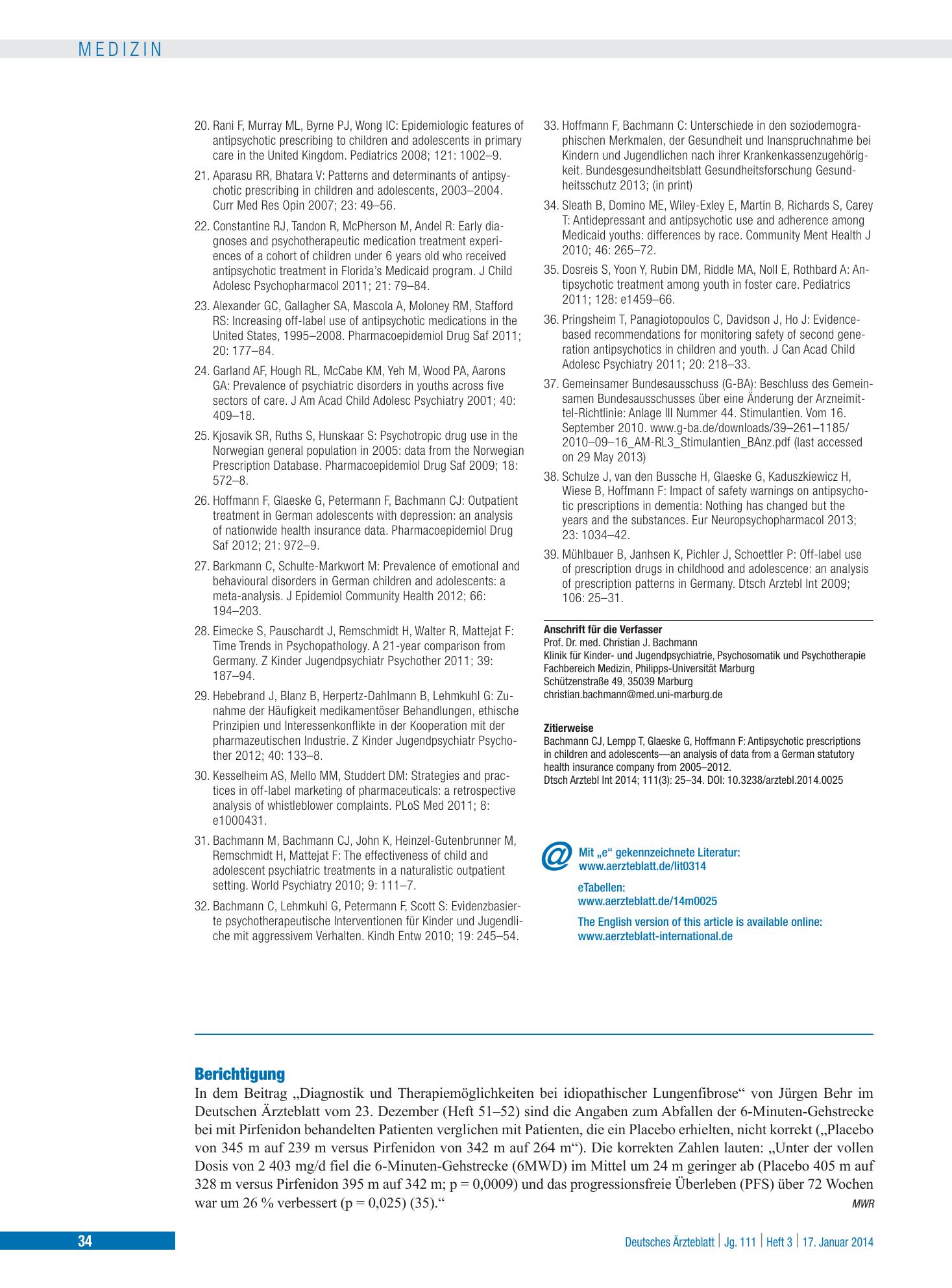 Vorschauseite 1: Berichtigung – Deutsches Ärzteblatt