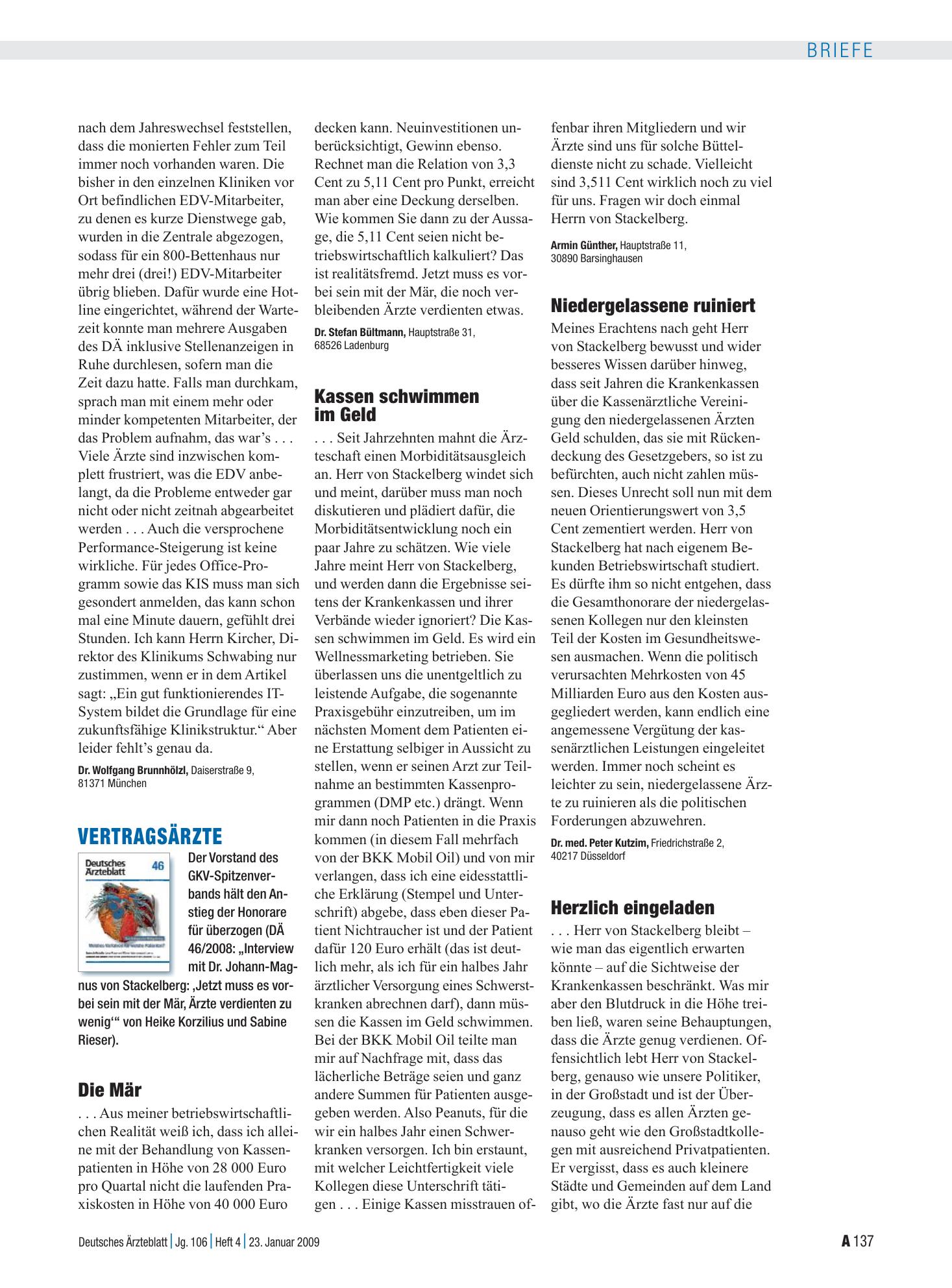 Vorschauseite 1: Vertragsärzte: Herzlich eingeladen – Deutsches Ärzteblatt