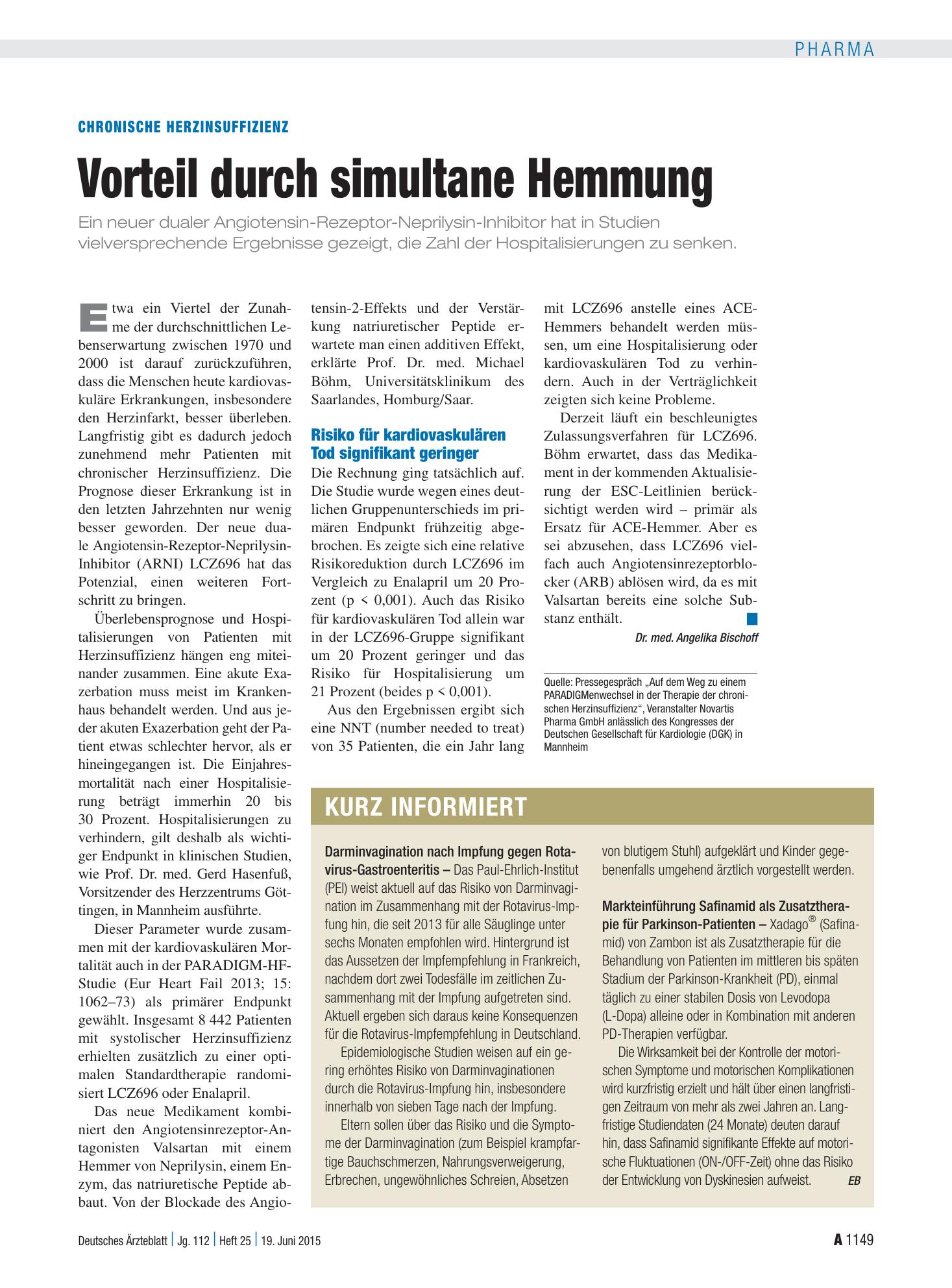 Vorschauseite 1: Kurz informiert – Deutsches Ärzteblatt
