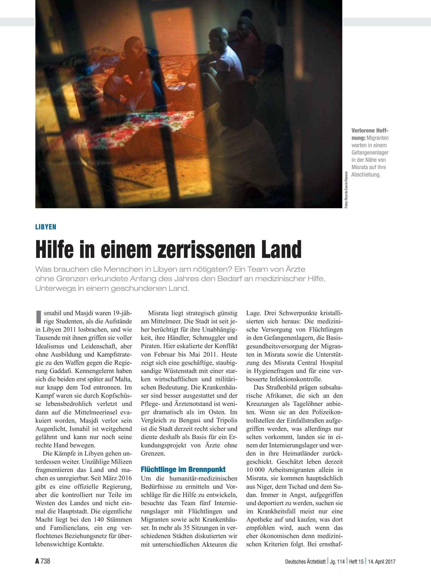 Vorschauseite 1: Libyen: Hilfe in einem zerrissenen Land – Deutsches Ärzteblatt
