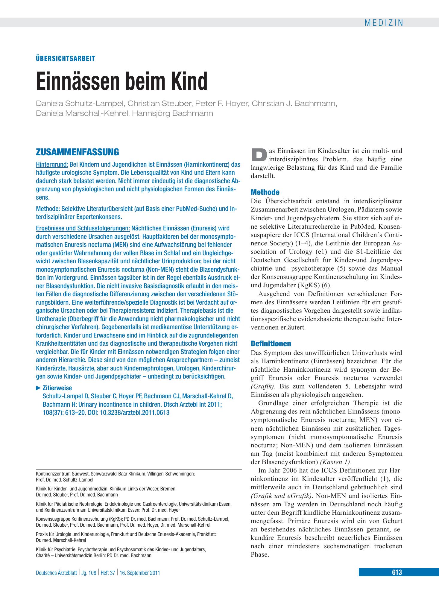 Vorschauseite 1: Einnässen beim Kind – Deutsches Ärzteblatt