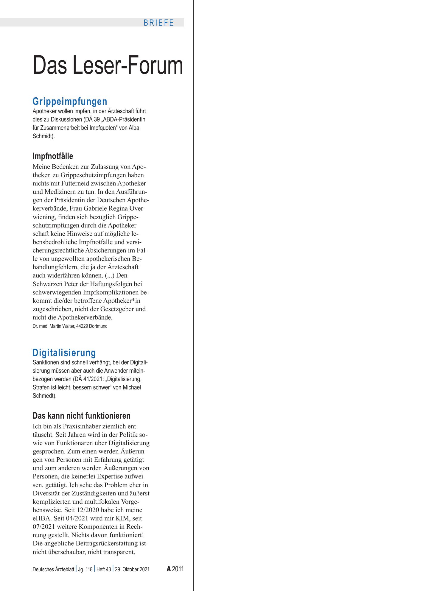 Vorschauseite 1: Grippeimpfungen: Impfnotfälle – Deutsches Ärzteblatt