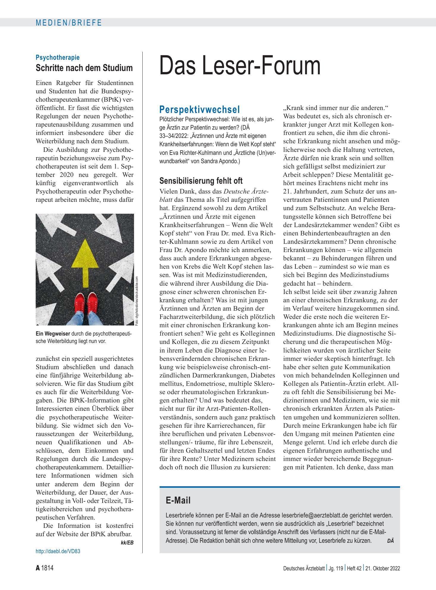 Vorschauseite 1: E-Mail – Deutsches Ärzteblatt