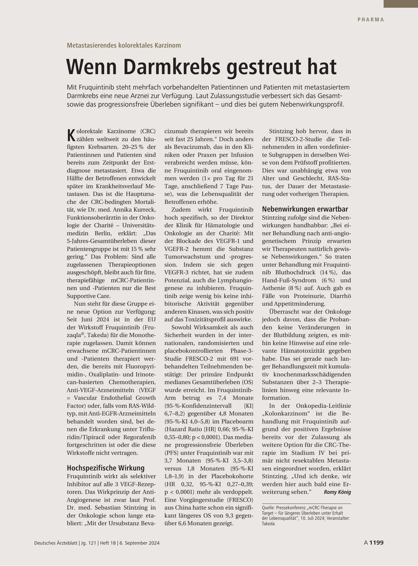 Vorschauseite 1: Metastasierendes kolorektales Karzinom: Wenn Darmkrebs gestreut hat – Deutsches Ärzteblatt