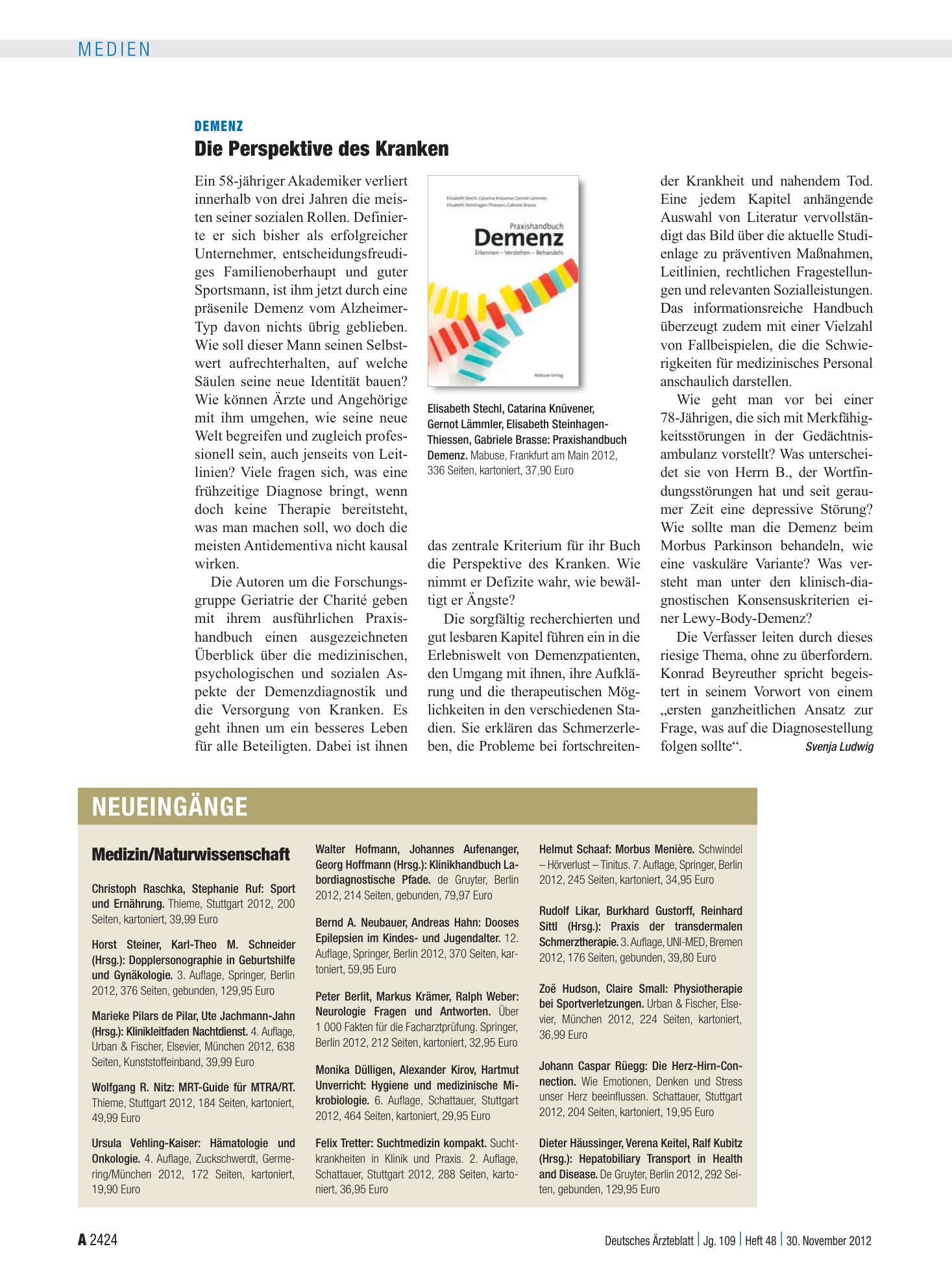 Vorschauseite 1: Neueingänge – Deutsches Ärzteblatt