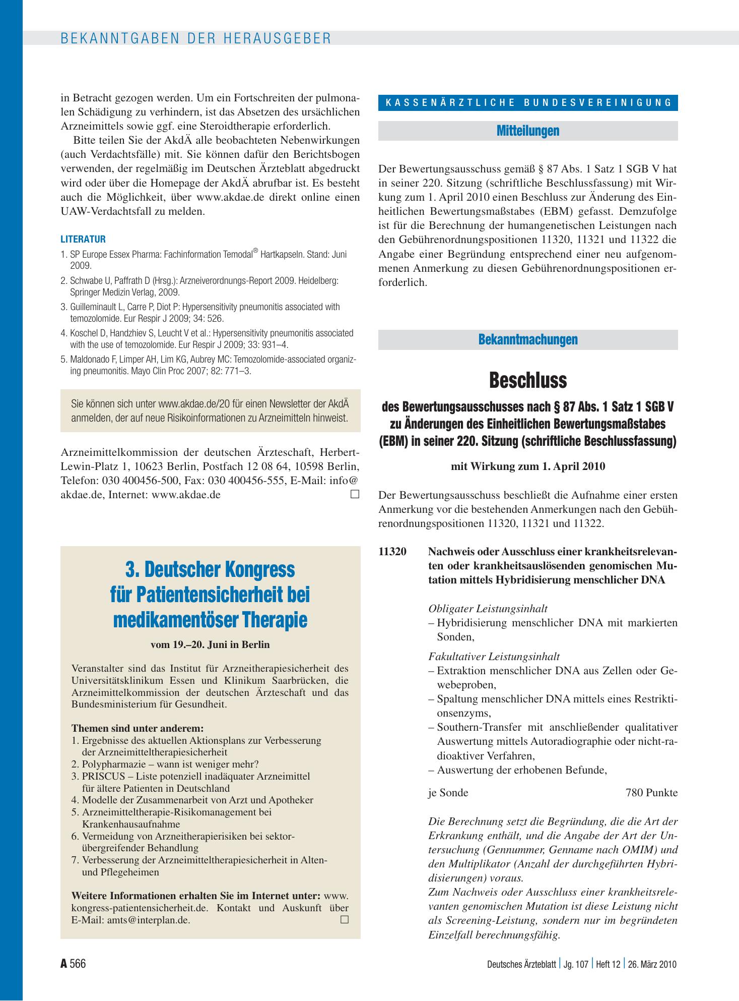 Vorschauseite 1: Mitteilungen – Deutsches Ärzteblatt