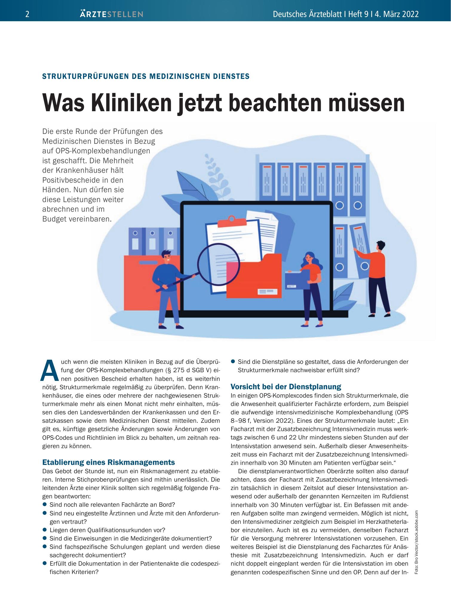 Vorschauseite 1: Strukturprüfungen des Medizinischen Dienstes: Was Kliniken jetzt beachten müssen – Deutsches Ärzteblatt