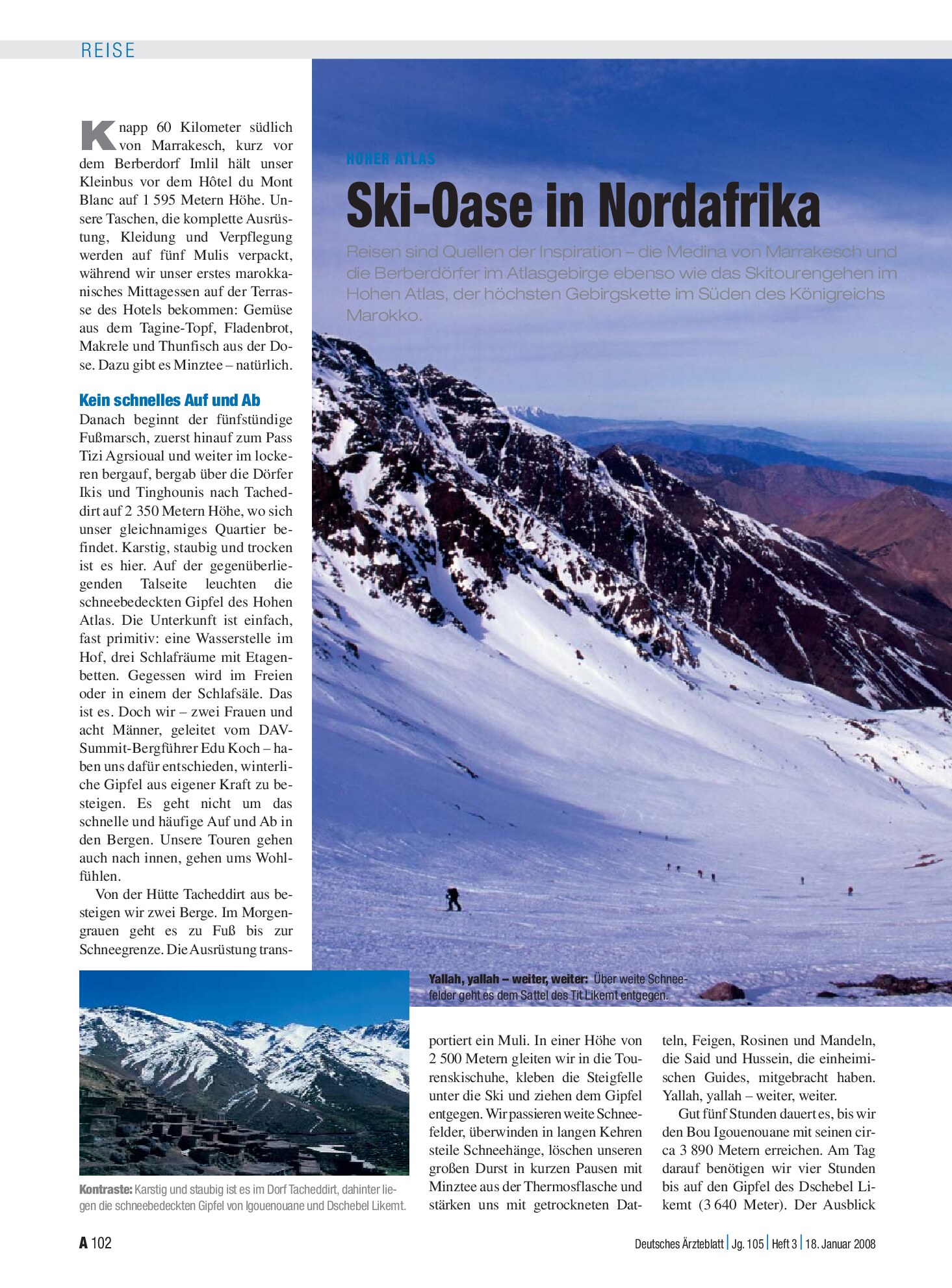 Vorschauseite 1: Hoher Atlas: Ski-Oase in Nordafrika – Deutsches Ärzteblatt