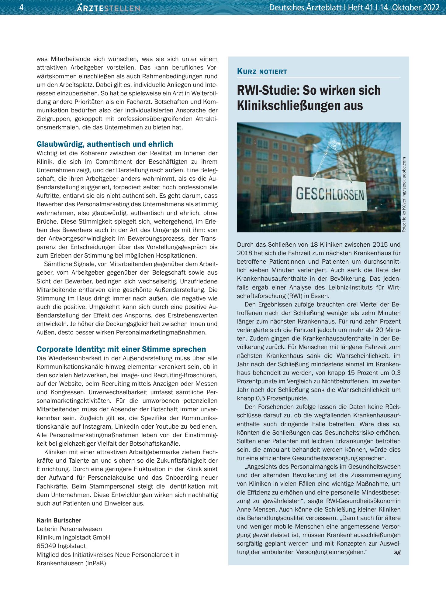 Vorschauseite 1: RWI-Studie: So wirken sich Klinikschließungen aus – Deutsches Ärzteblatt