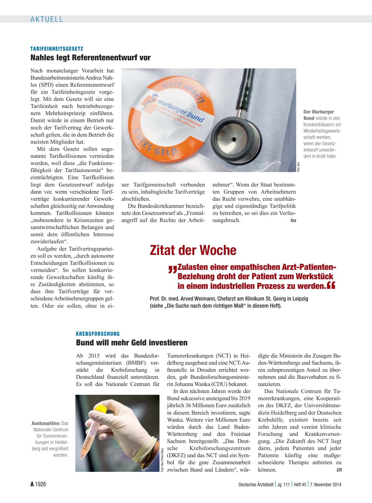 Vorschauseite 1: Zitat der Woche – Deutsches Ärzteblatt