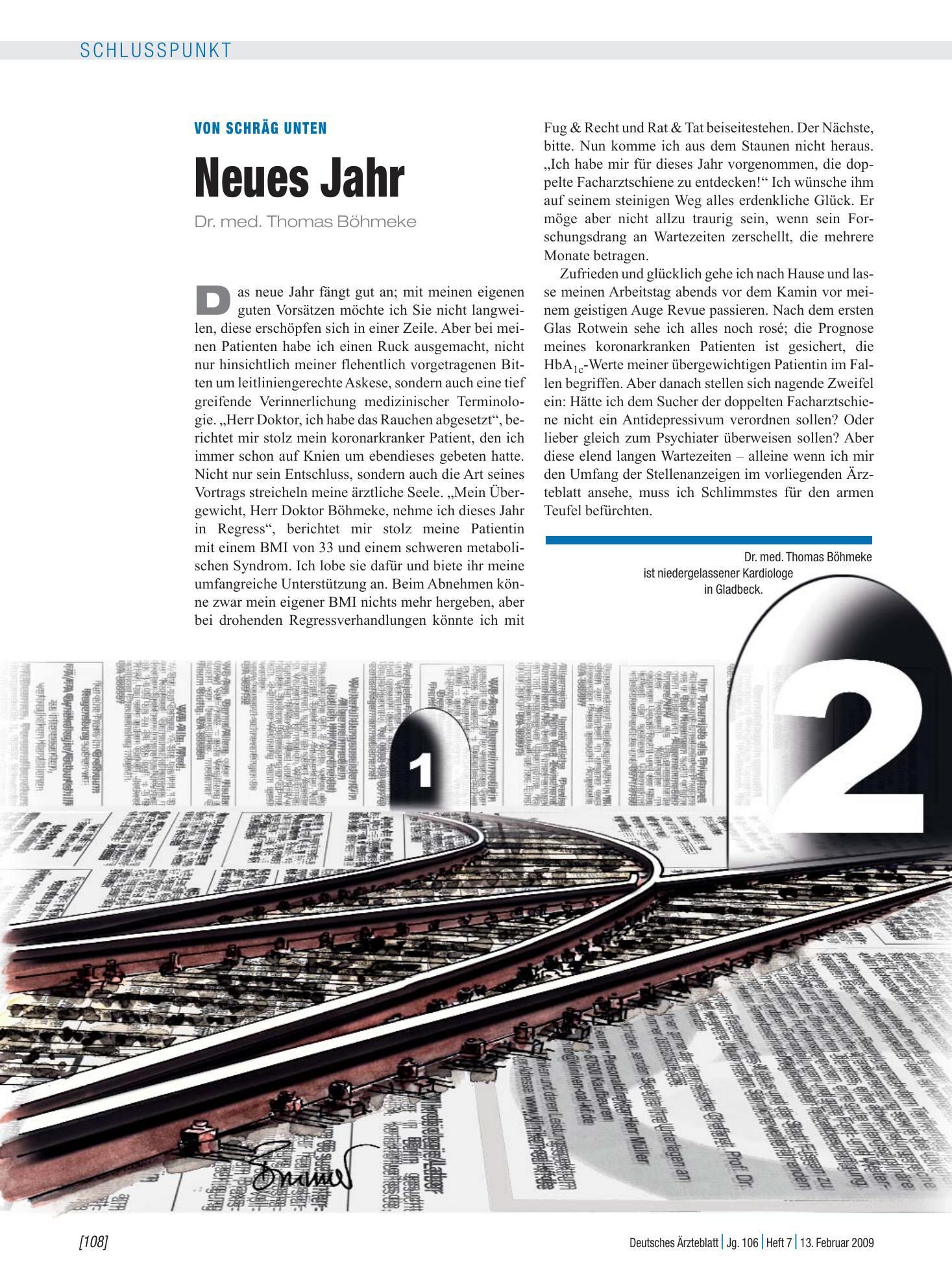 Vorschauseite 1: Von schräg unten: Neues Jahr – Deutsches Ärzteblatt
