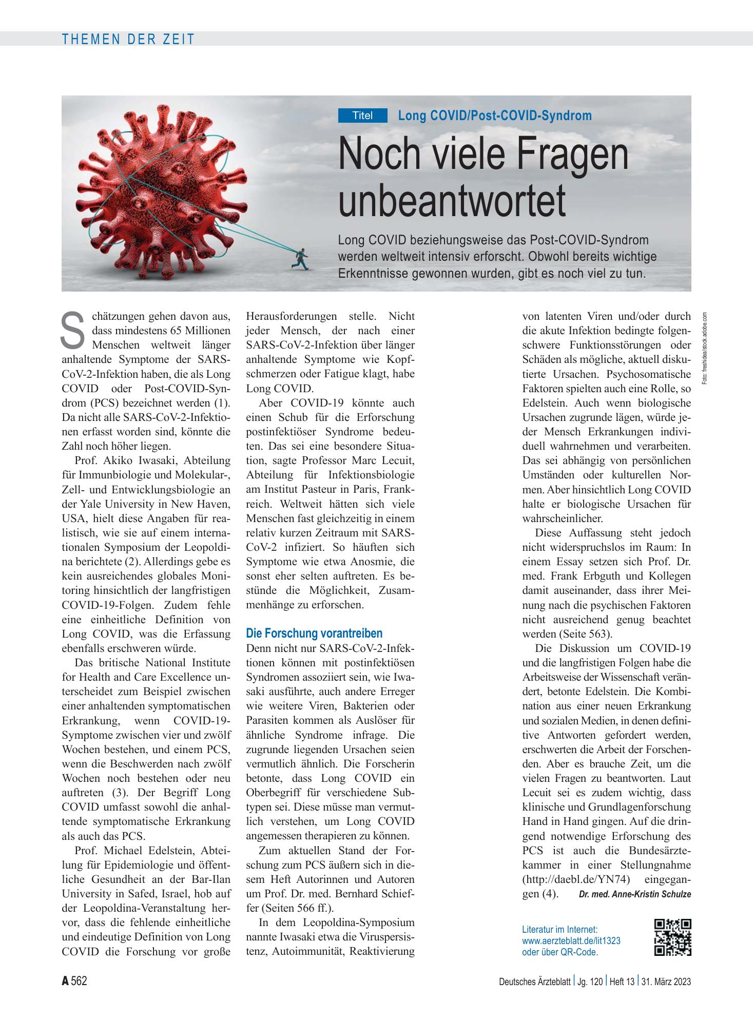 Vorschauseite 1: Long COVID/Post-COVID-Syndrom: Noch viele Fragen unbeantwortet – Deutsches Ärzteblatt