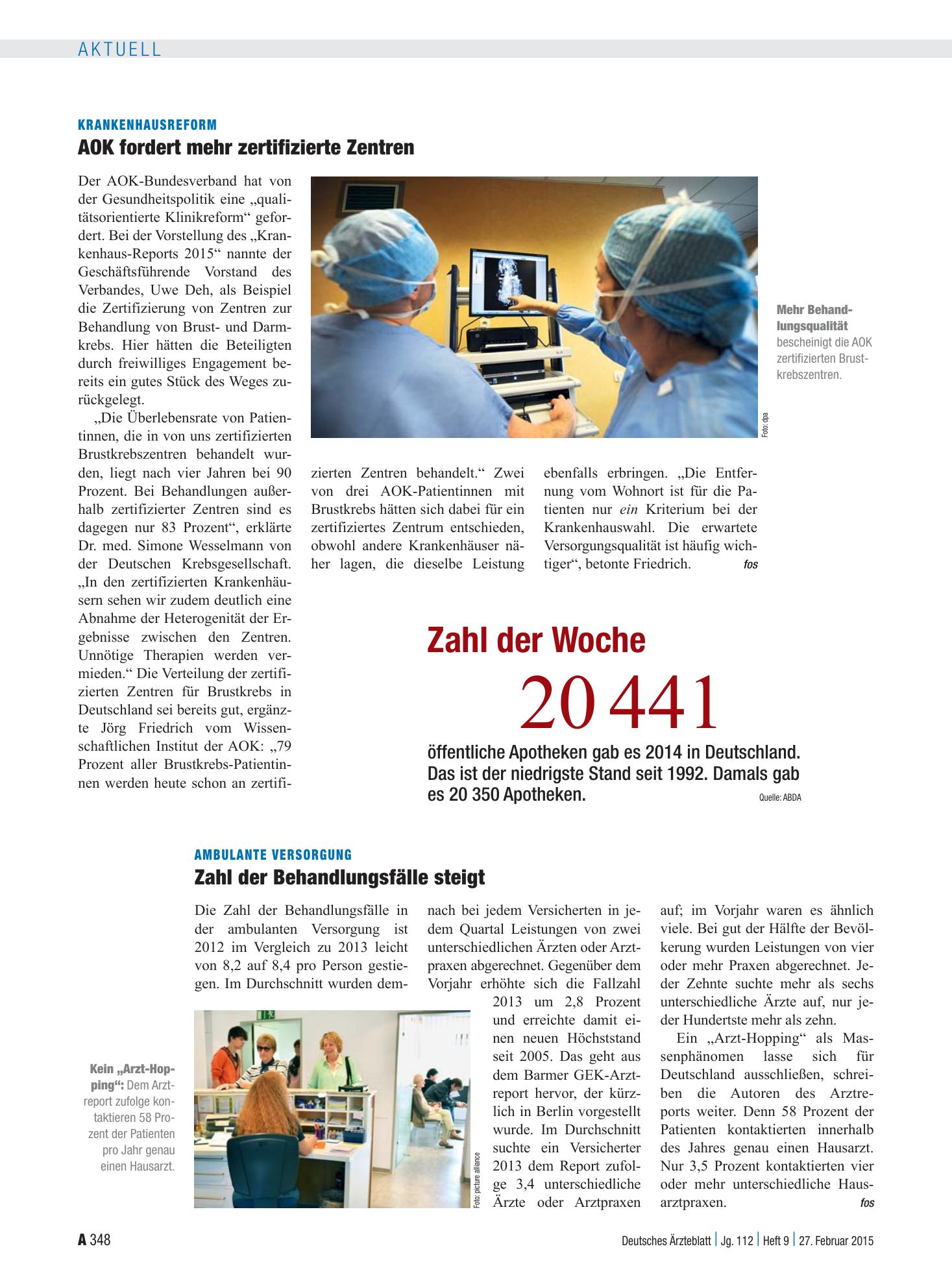 Vorschauseite 1: Zahl der Woche 2 0 441 – Deutsches Ärzteblatt