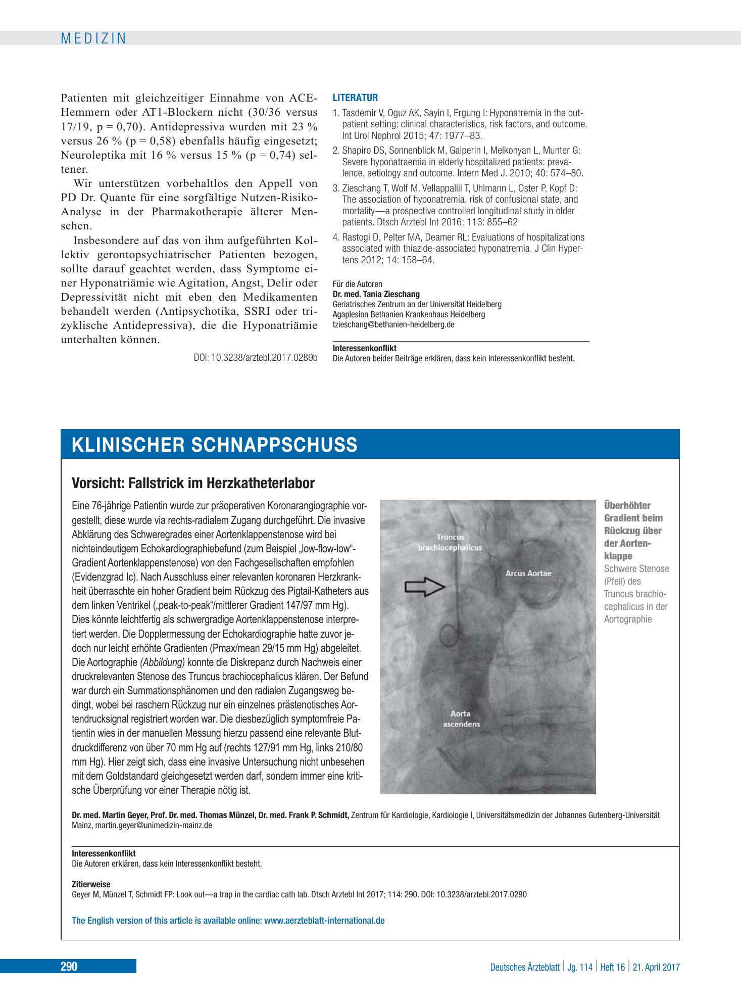 Vorschauseite 1: Vorsicht: Fallstrick im Herzkatheterlabor – Deutsches Ärzteblatt
