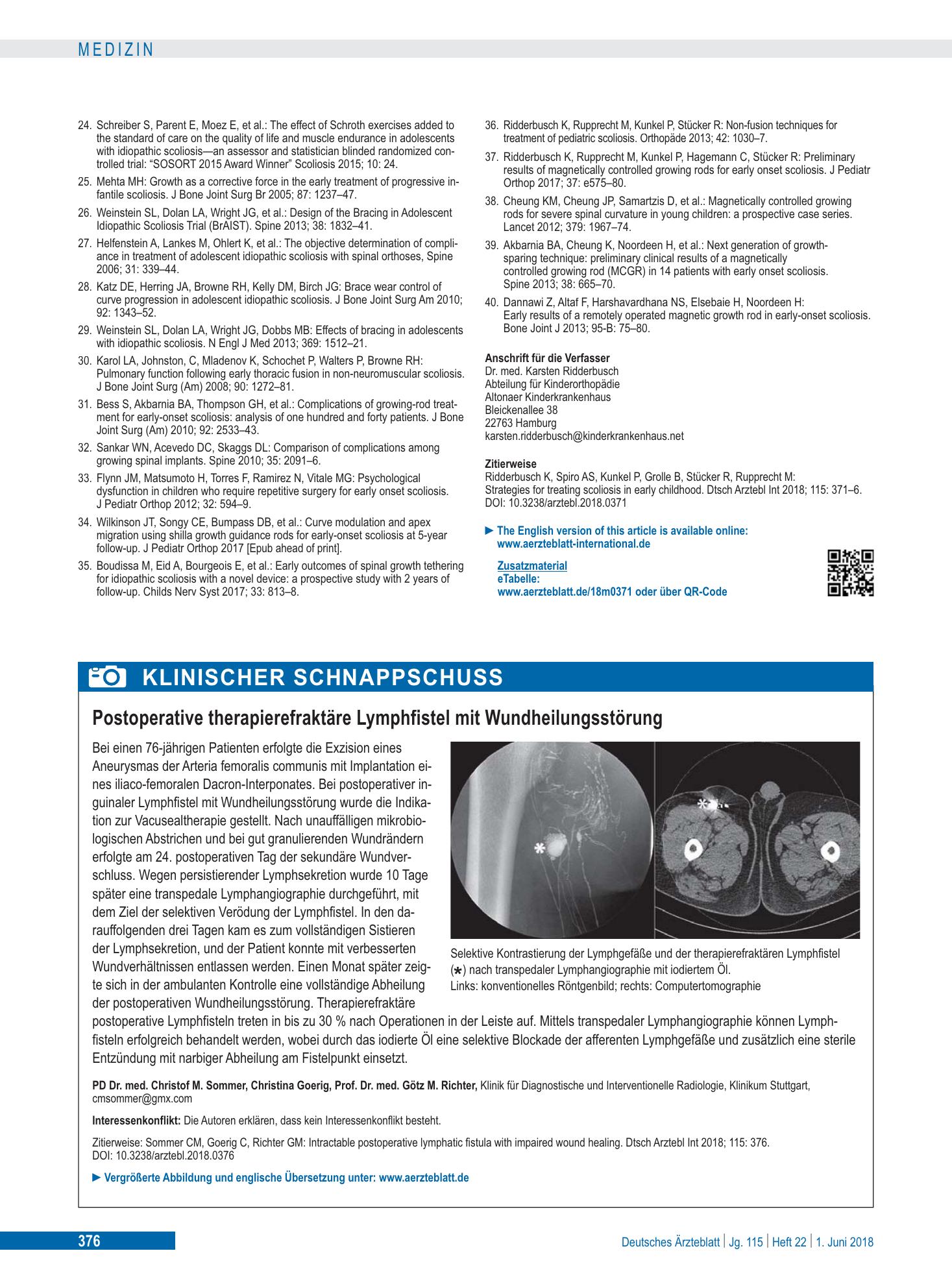 Vorschauseite 1: Postoperative therapierefraktäre Lymphfistel mit Wundheilungsstörung – Deutsches Ärzteblatt