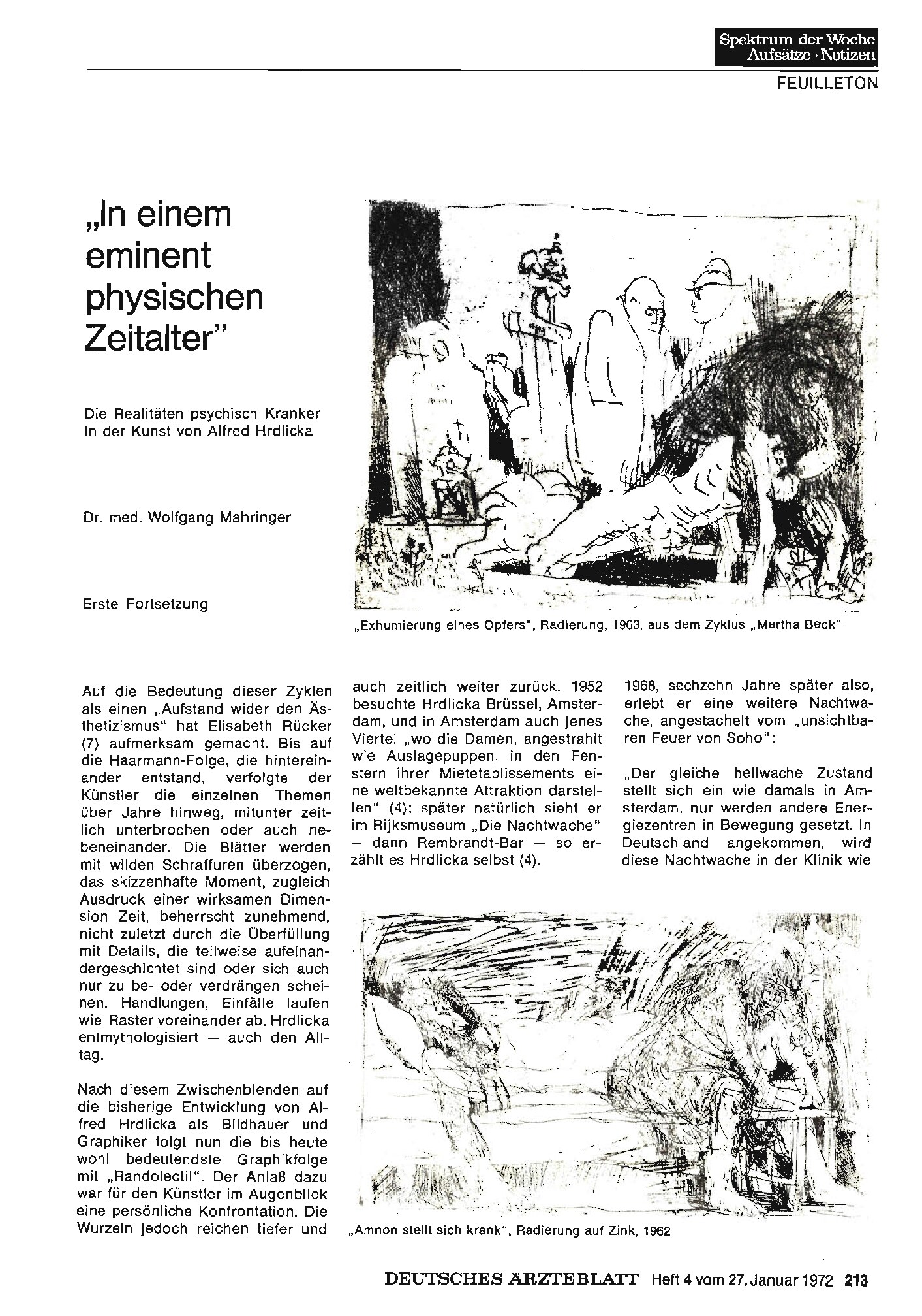 Vorschauseite 1: „In einem eminent physischen Zeitalter” : Die Realitäten psychisch Kranker in der Kunst von Alfred Hrdlicka
