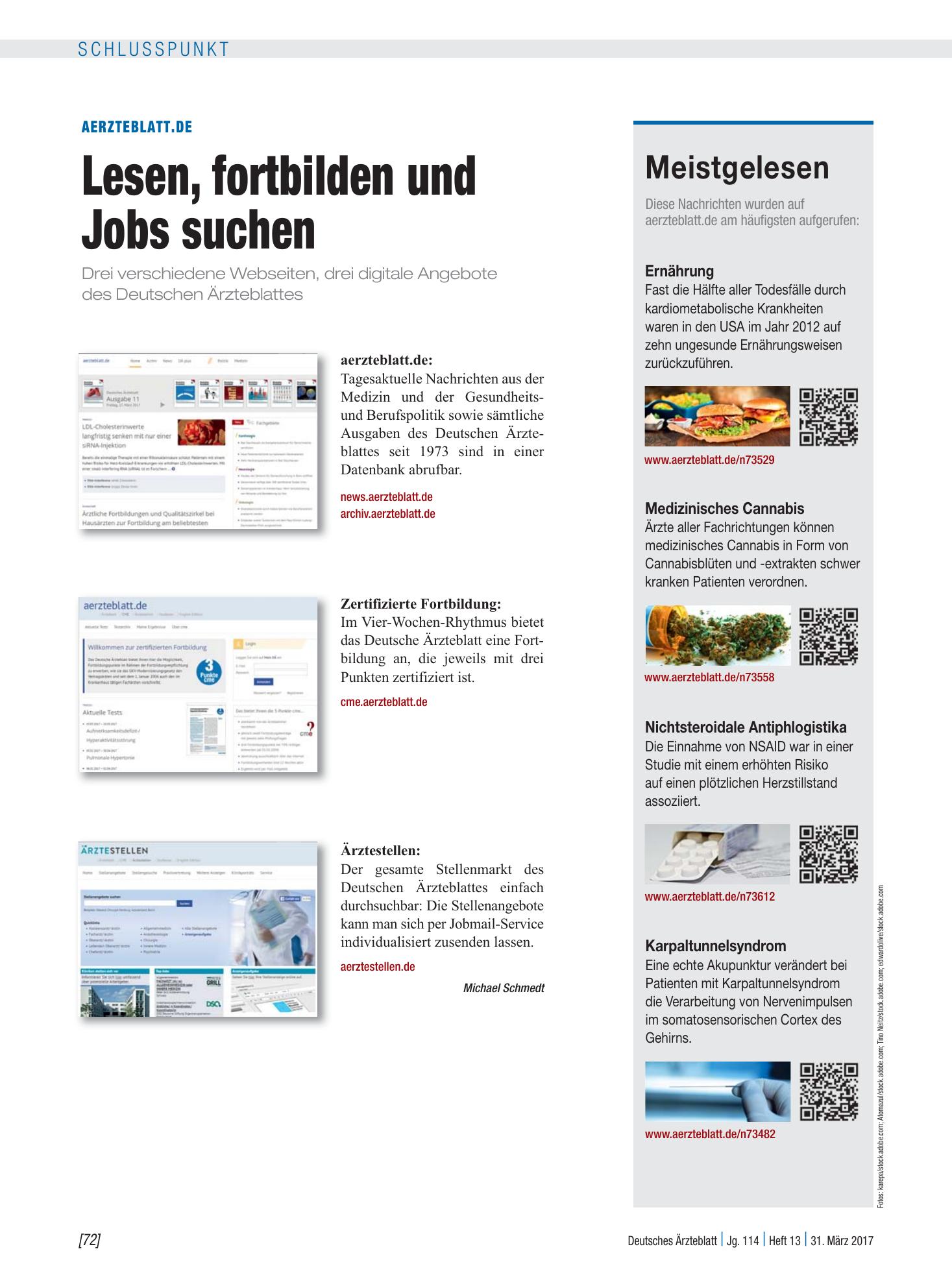 Vorschauseite 1: Meistgelesen – Deutsches Ärzteblatt