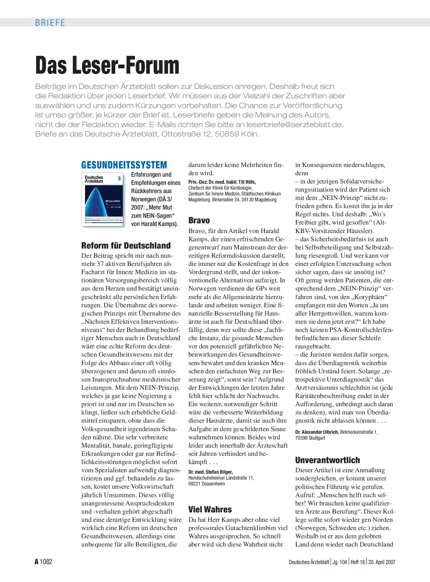 Vorschauseite 1: Gesundheitssystem: Reform für Deutschland – Deutsches Ärzteblatt