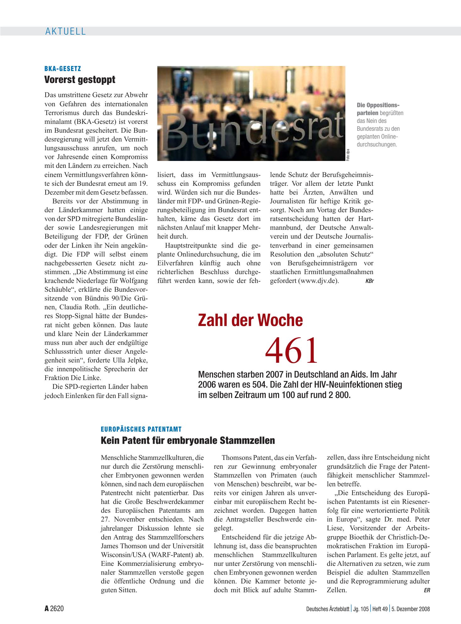 Vorschauseite 1: Zahl der Woche – Deutsches Ärzteblatt