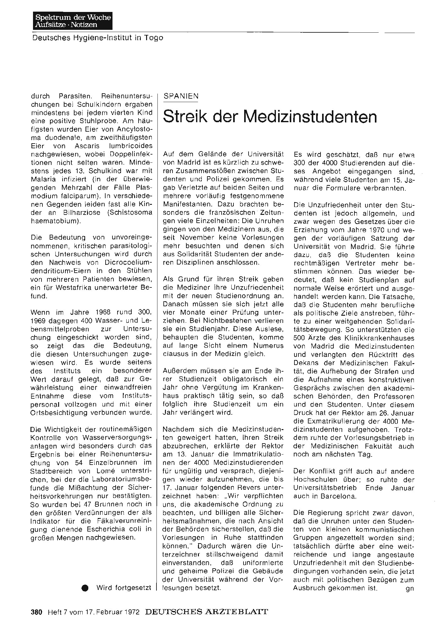 Vorschauseite 1: Spanien: Streik der Medizinstudenten