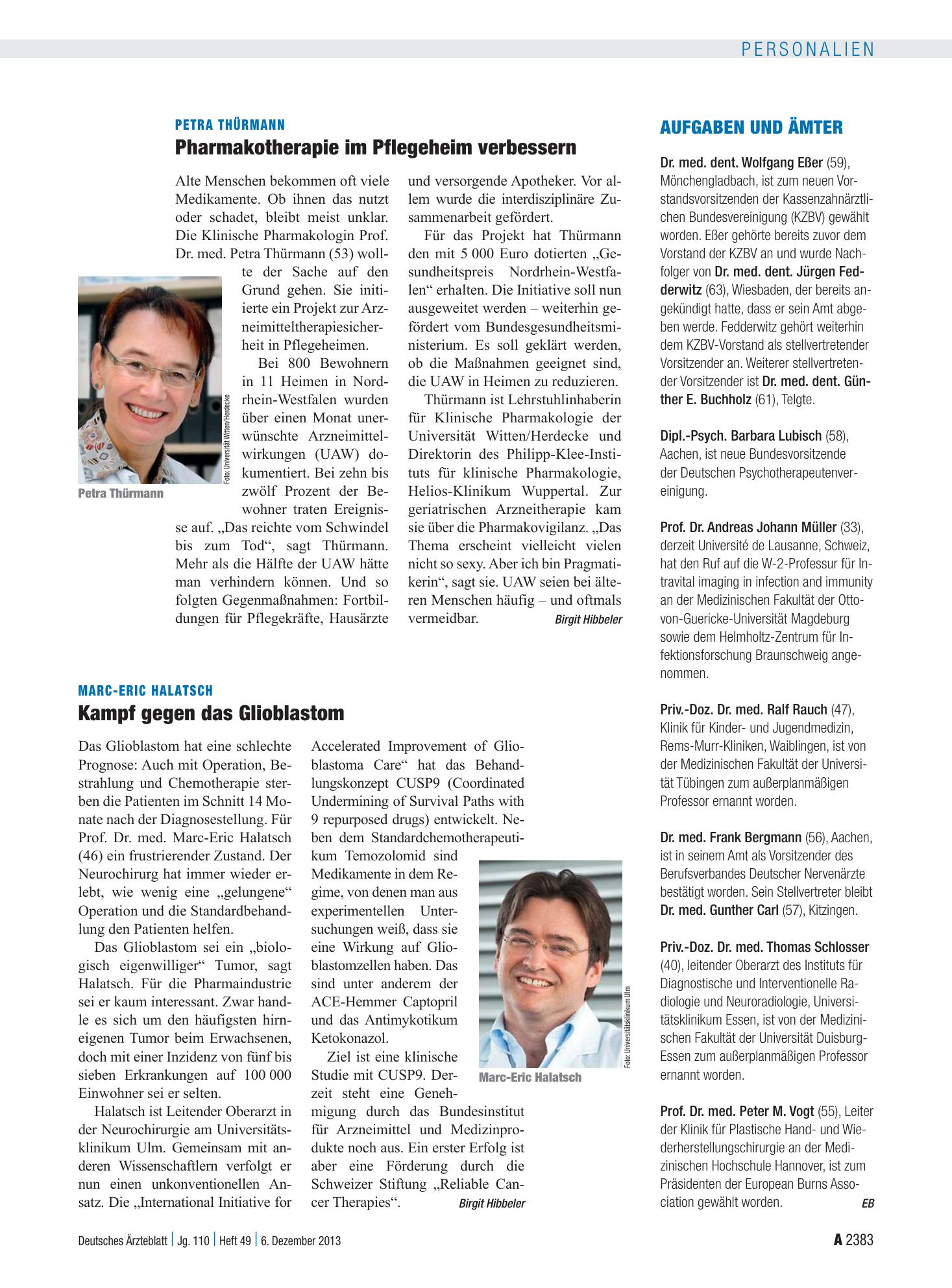 Vorschauseite 1: Aufgaben und Ämter – Deutsches Ärzteblatt