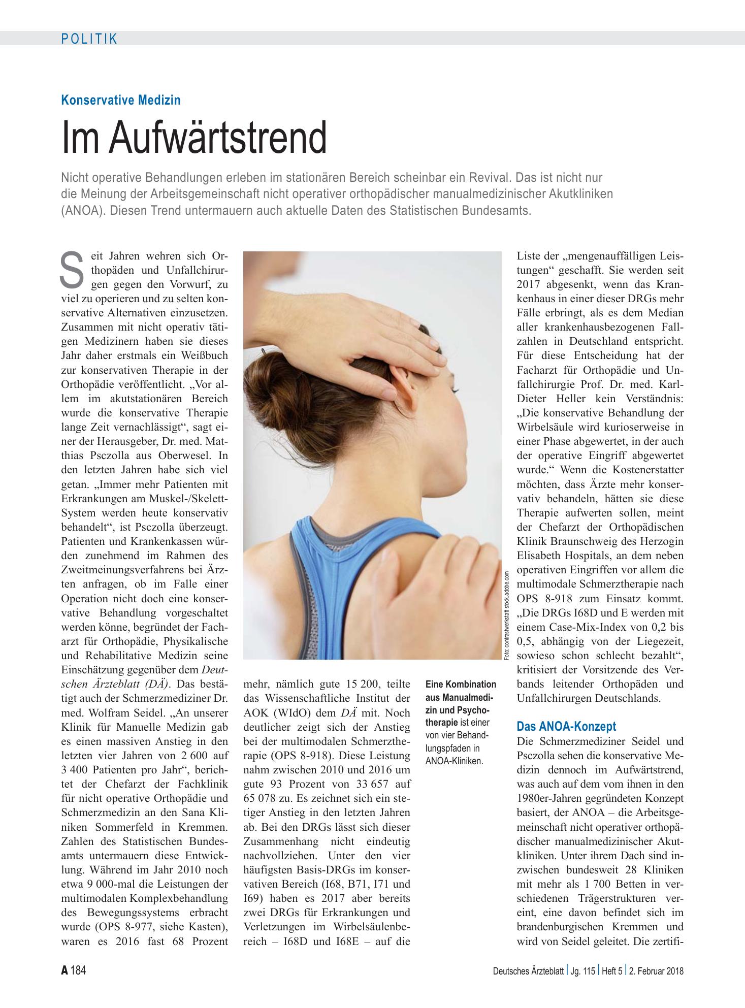 Vorschauseite 1: Konservative Medizin: Im Aufwärtstrend – Deutsches Ärzteblatt