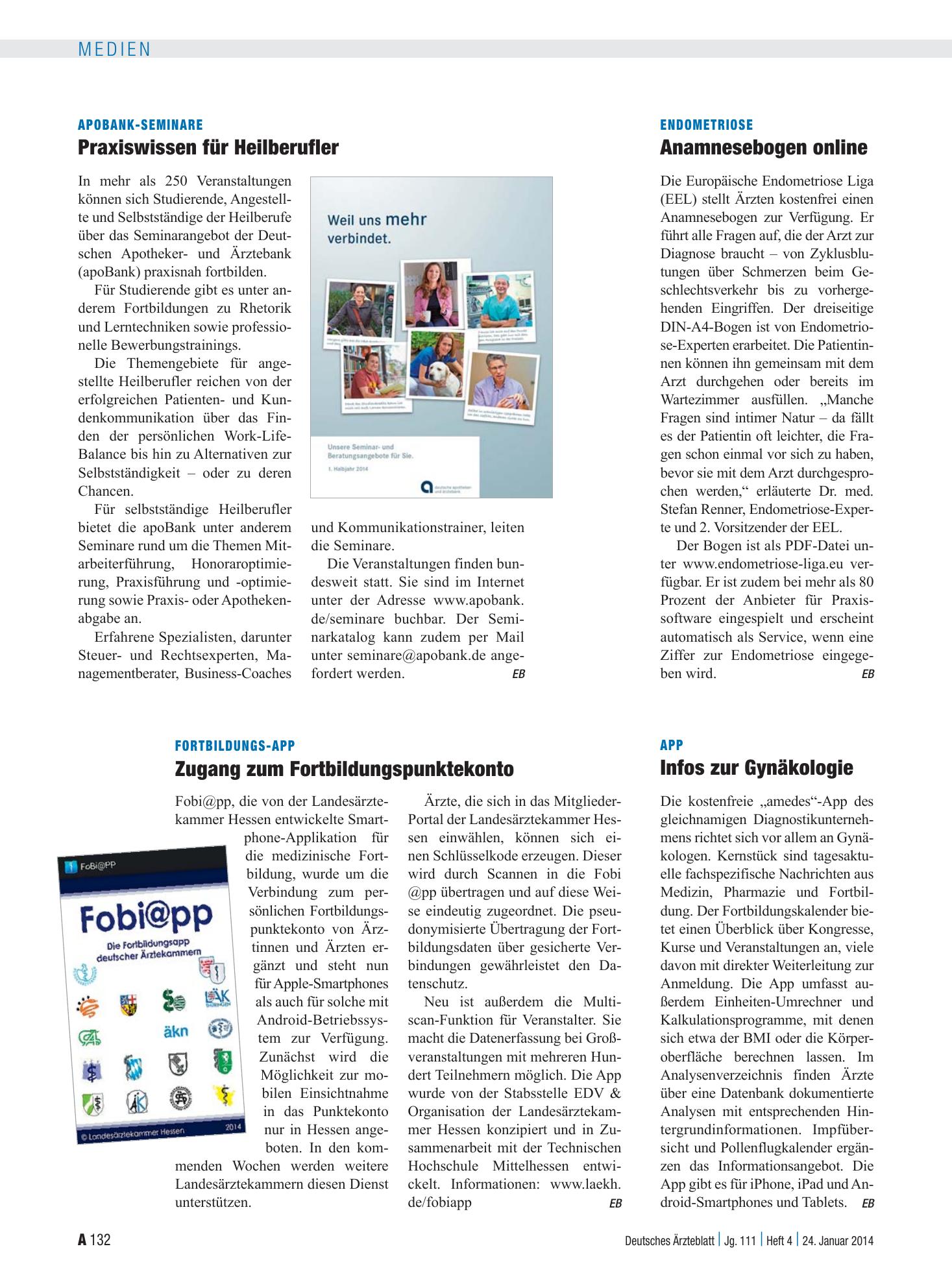 Vorschauseite 1: Endometriose: Anamnesebogen online – Deutsches Ärzteblatt