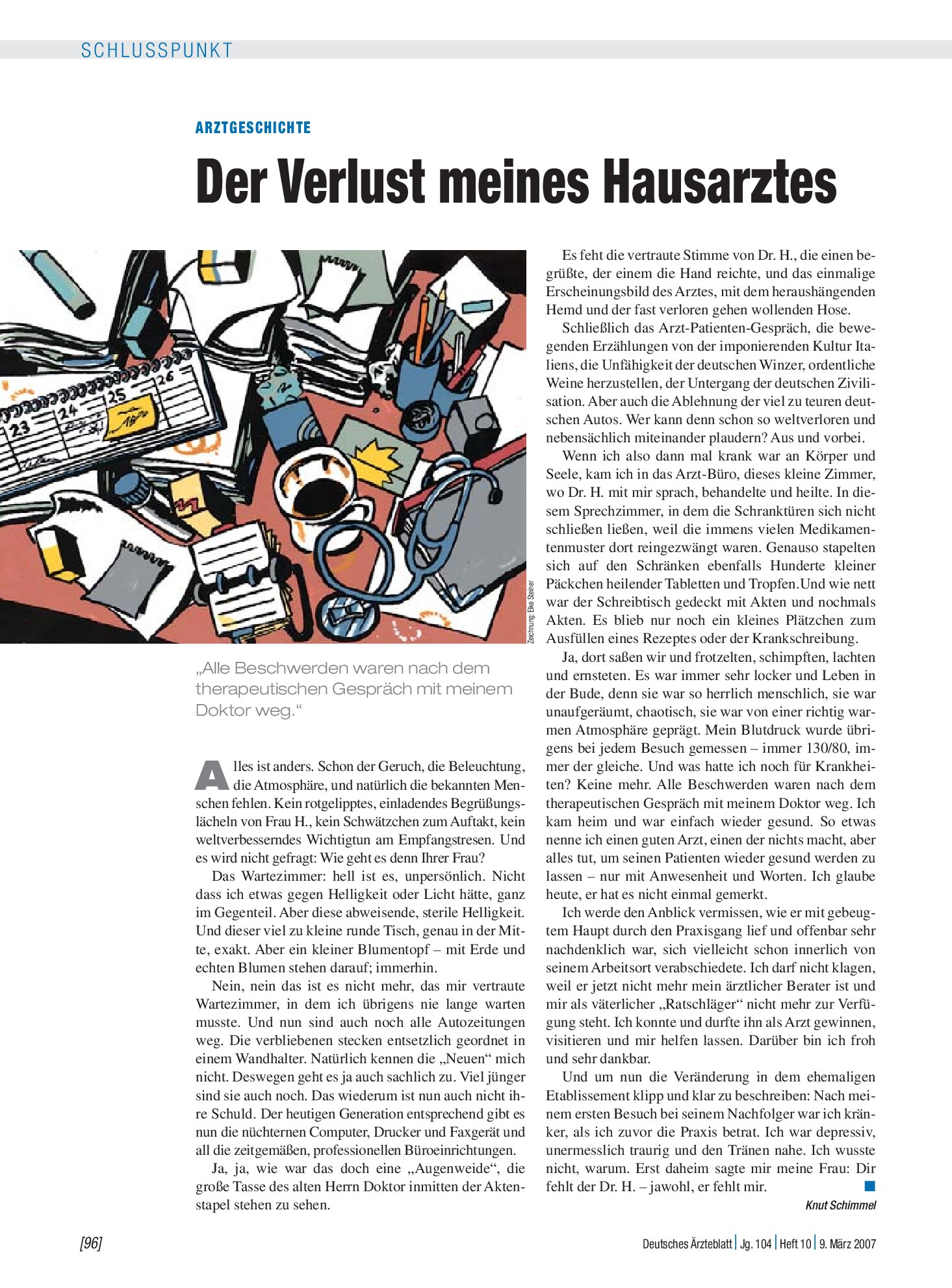 Vorschauseite 1: Arztgeschichte: Der Verlust meines Hausarztes – Deutsches Ärzteblatt