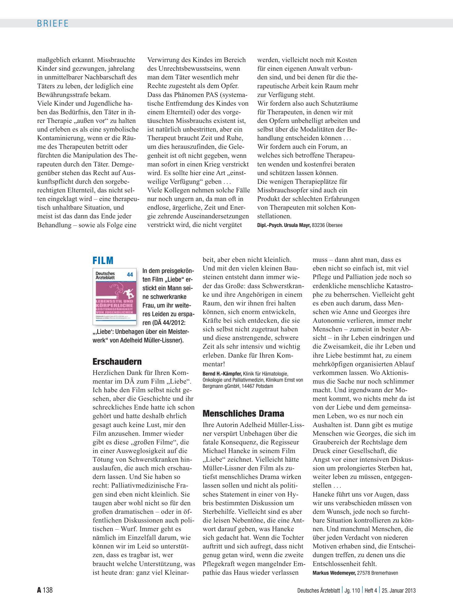 Vorschauseite 1: Film: Erschaudern – Deutsches Ärzteblatt